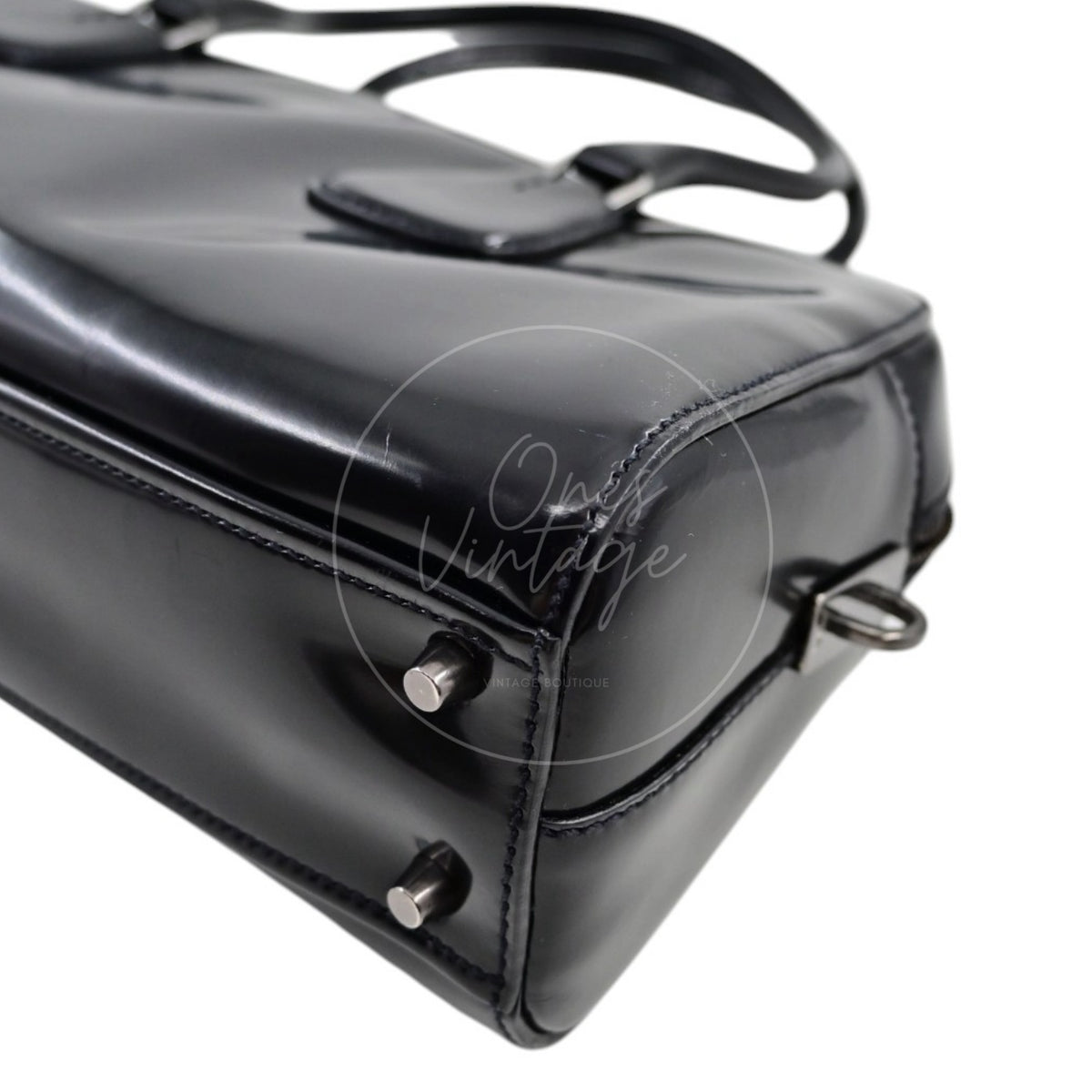 Prada Spazzolato Bauletto Bag Calfskin 36 Black SHW