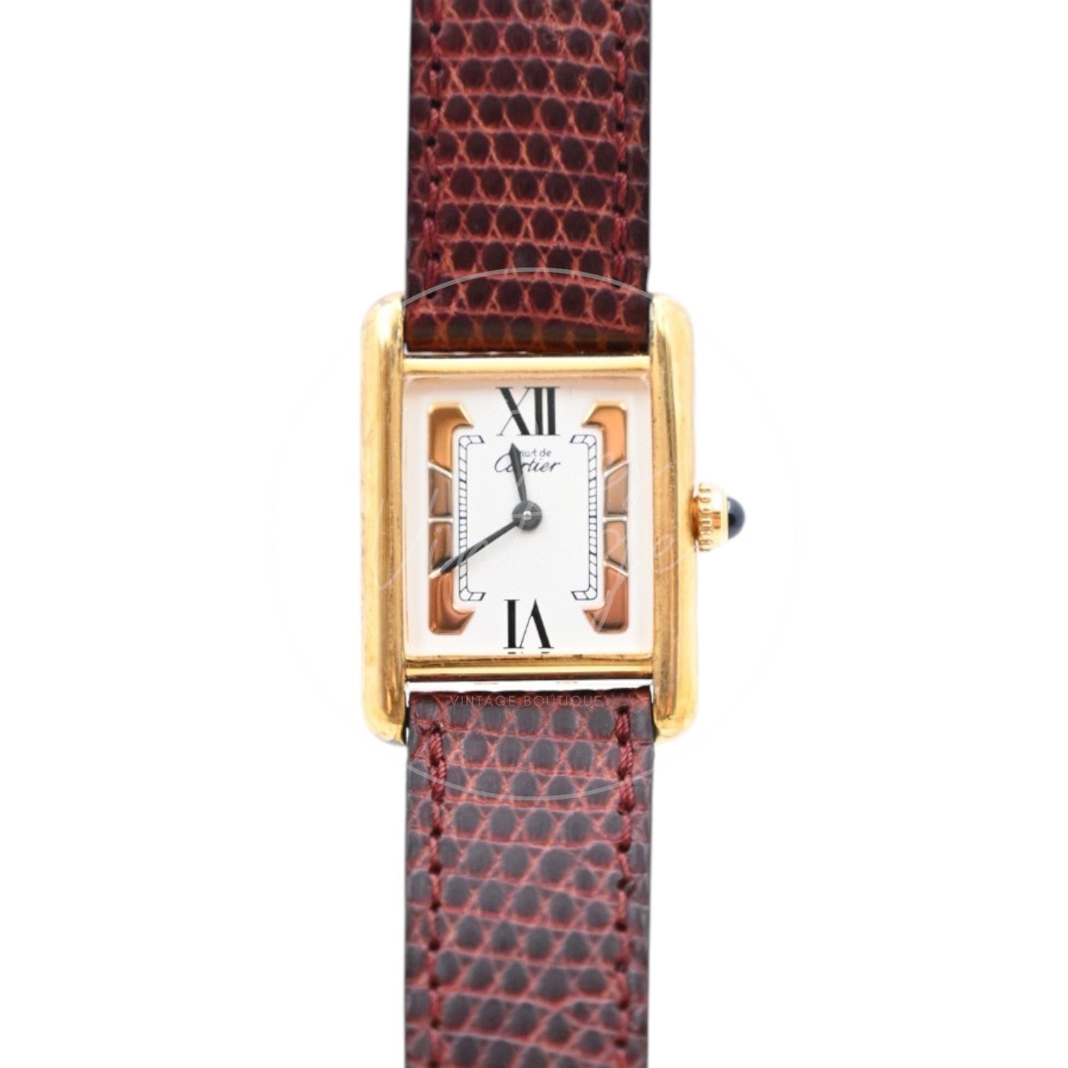 Cartier Vermeil Tank Quatz Maroon