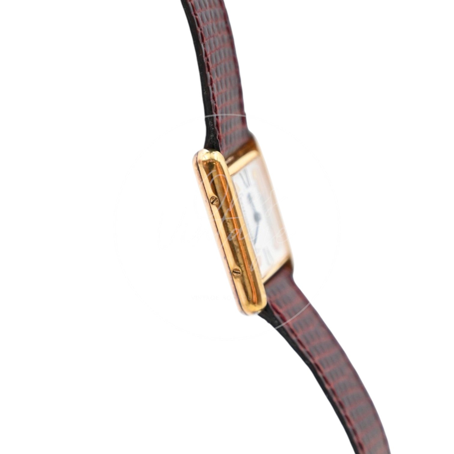 Cartier Vermeil Tank Quatz Maroon