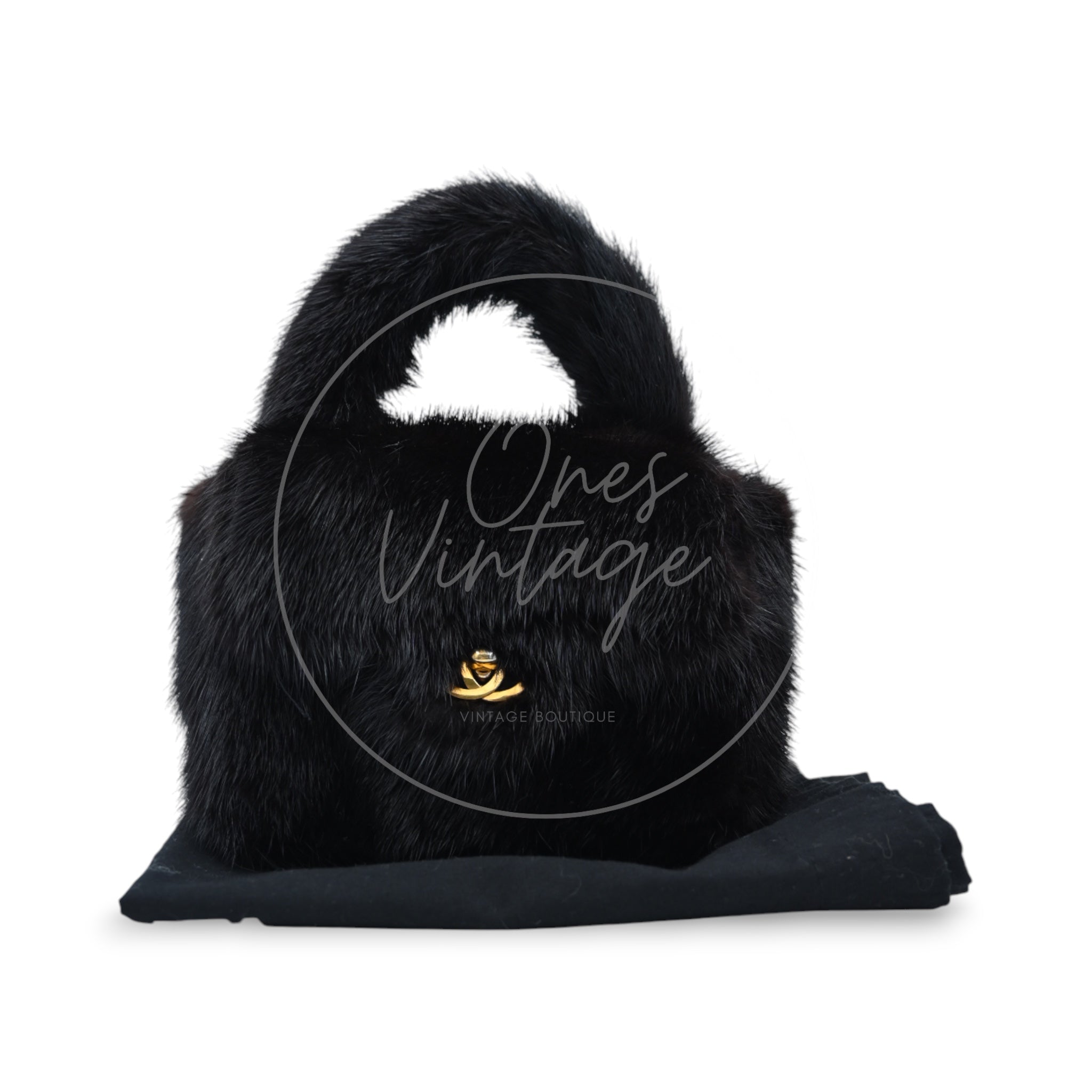 Chanel Mink Fur Handbag GHW Black