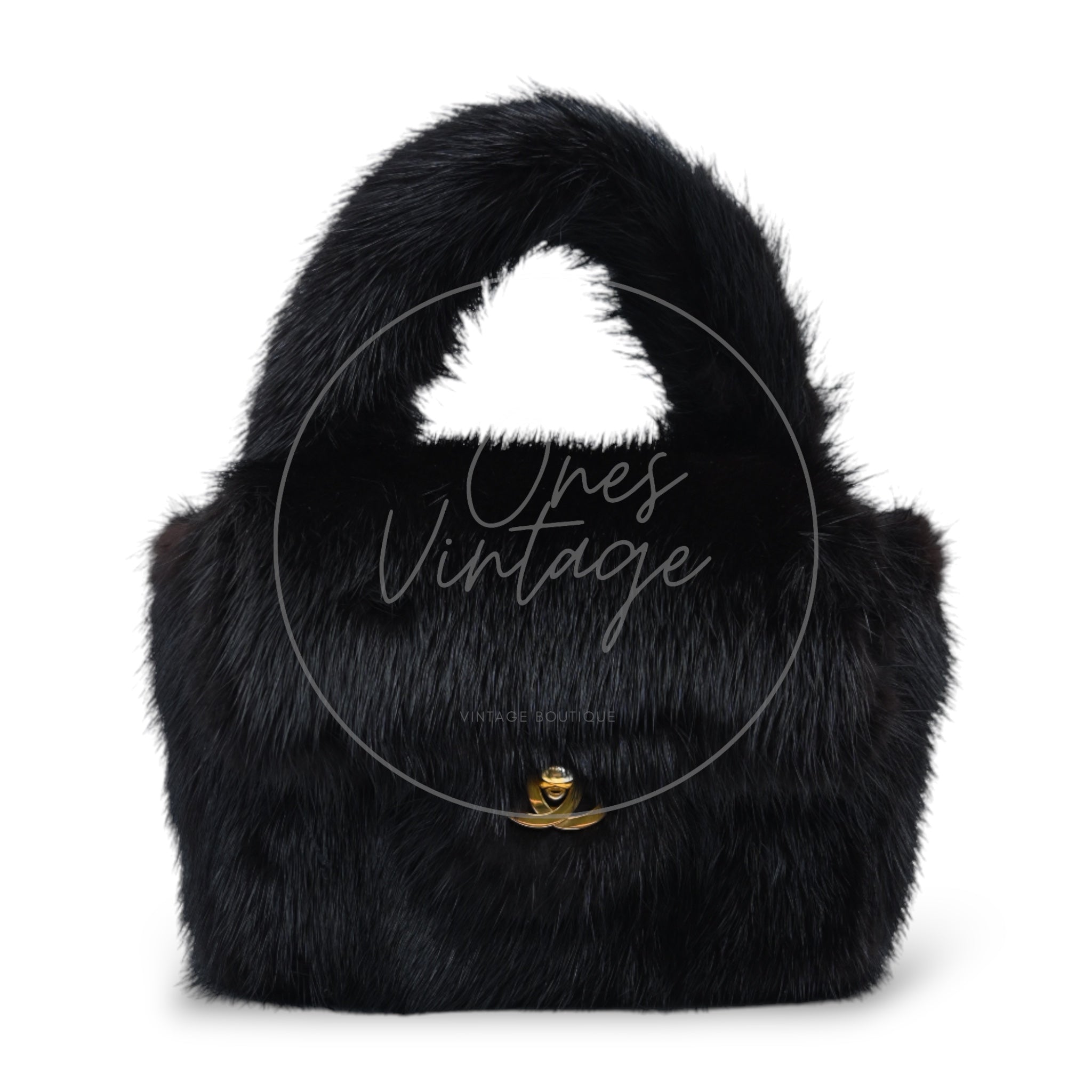 Chanel Mink Fur Handbag GHW Black