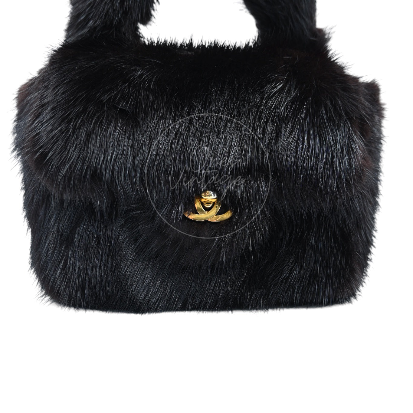 Chanel Mink Fur Handbag GHW Black