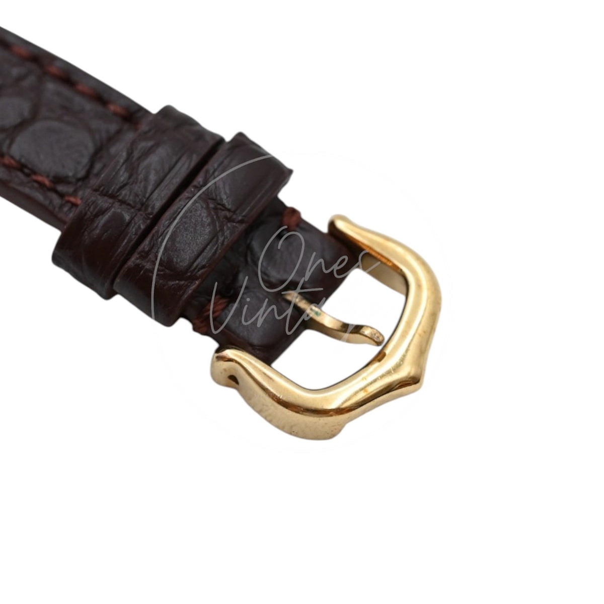 Cartier Must Vendôme SM quartz watch with ivory Roman numeral dial and brown leather strap, dark brown leather strap and gold-tone Cartier buckle