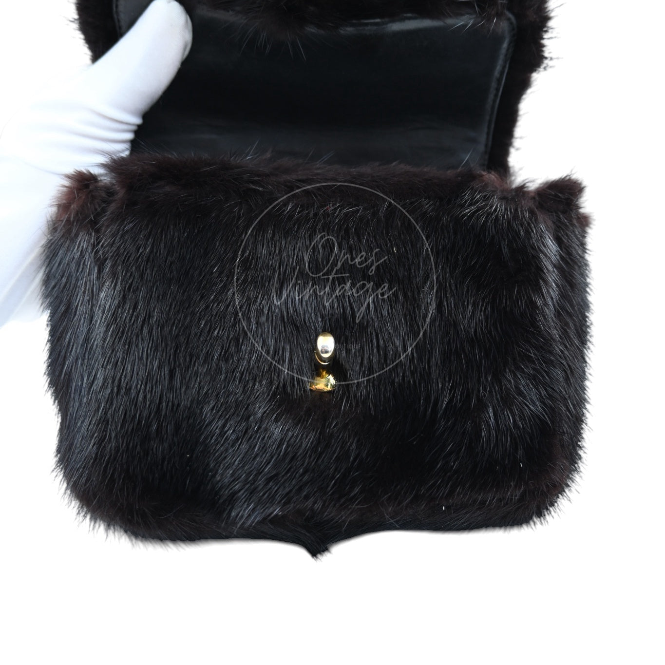 Chanel Mink Fur Handbag GHW Black