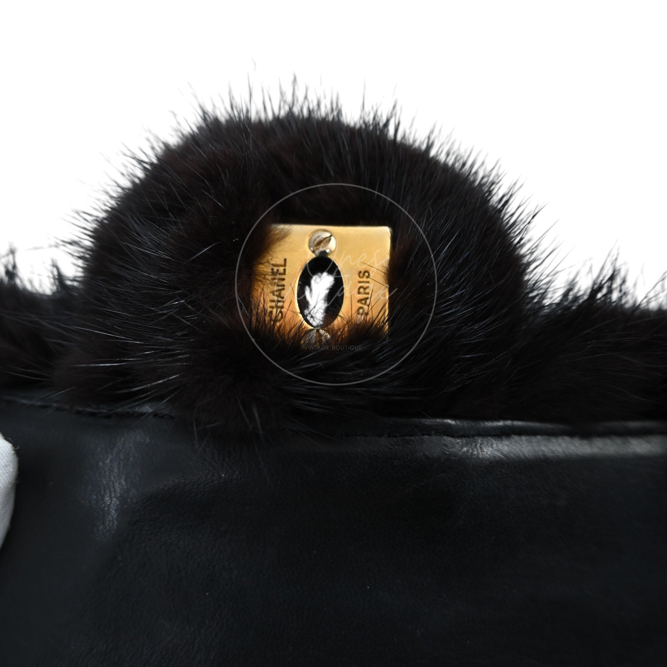 Chanel Mink Fur Handbag GHW Black