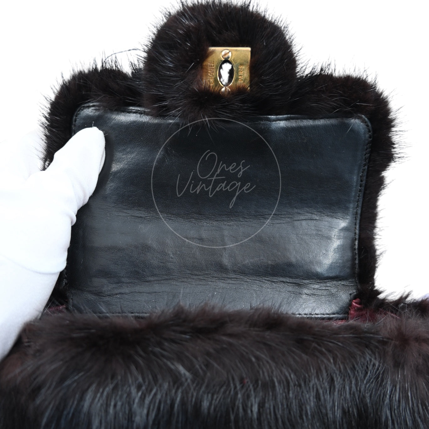 Chanel Mink Fur Handbag GHW Black