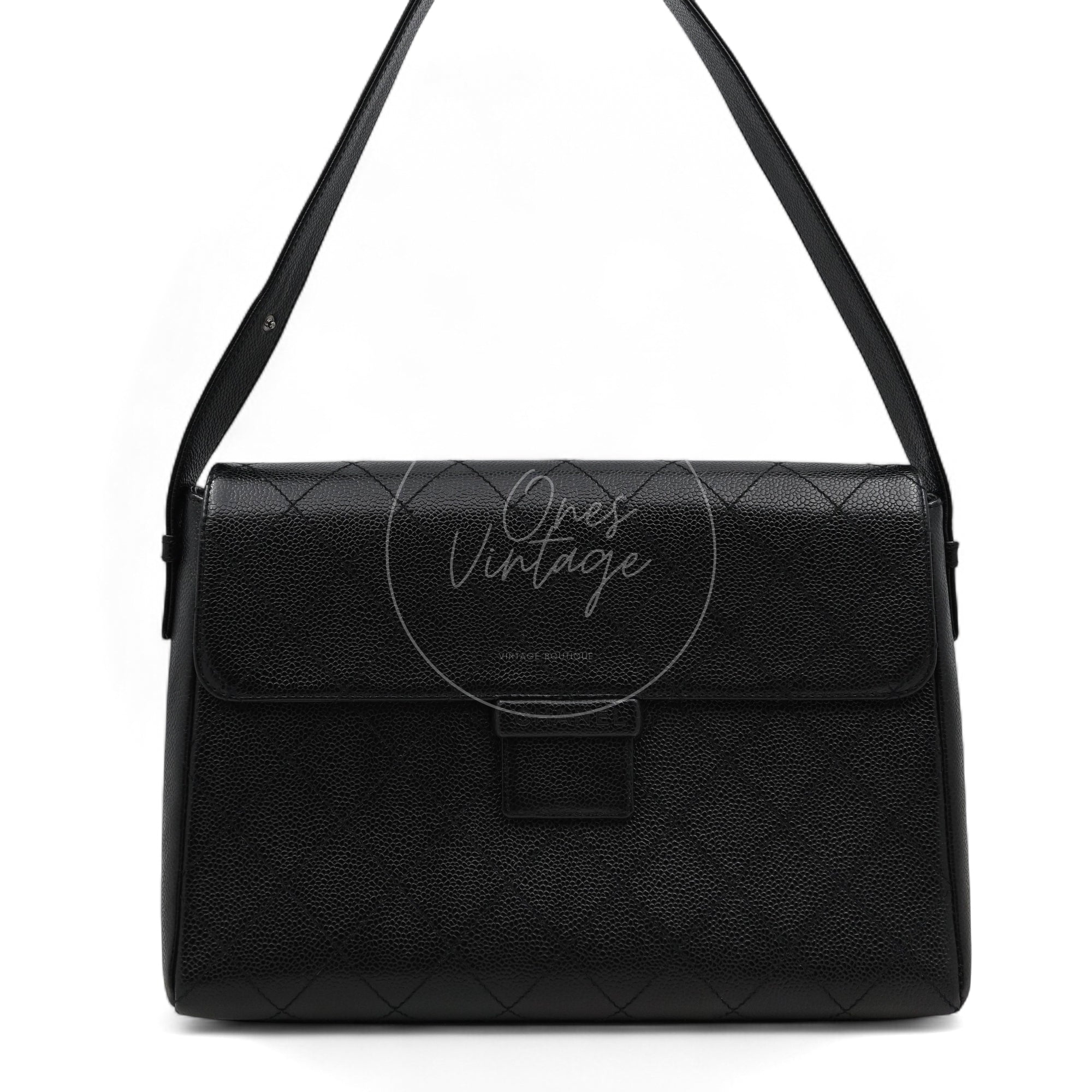 Chanel So Black Caviar Shoulder Bag GHW Black Series 5