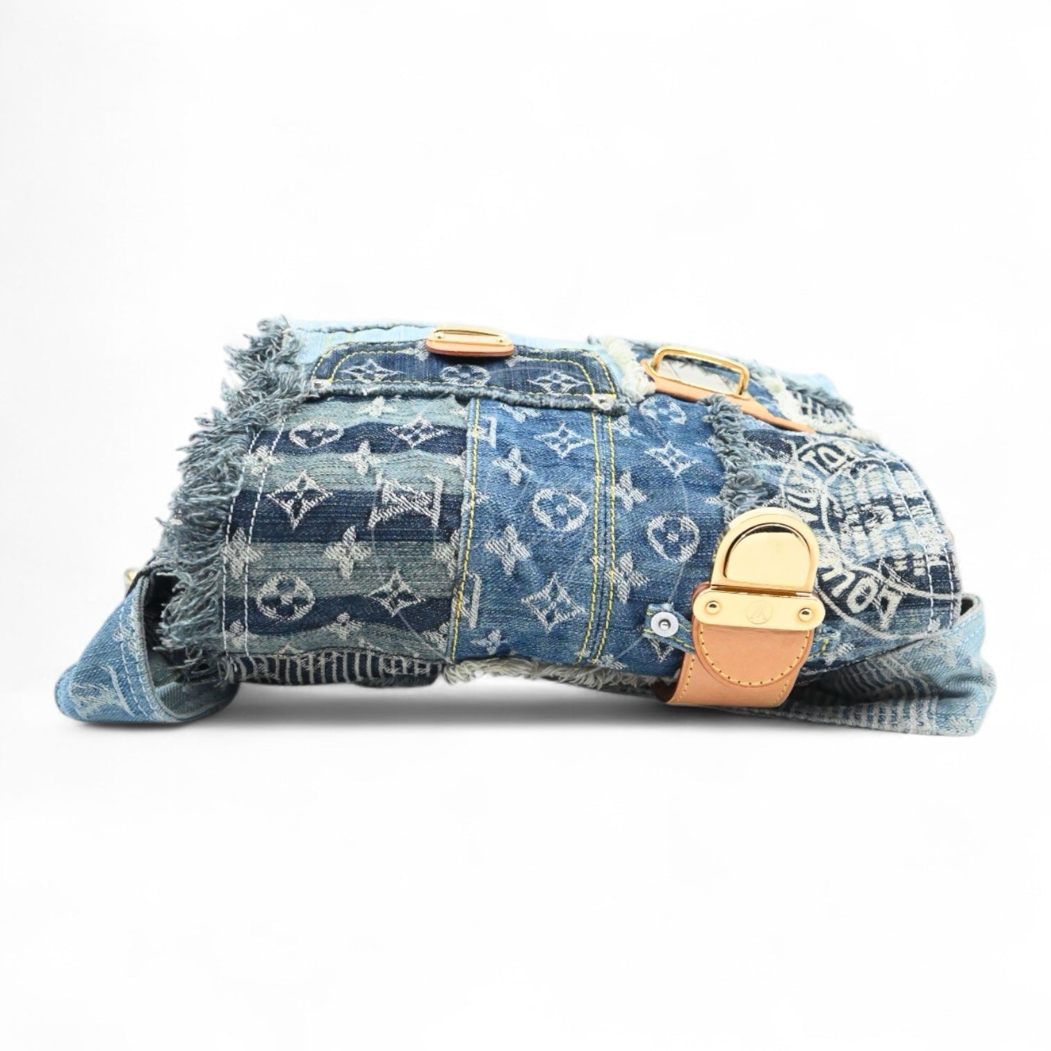 Louis Vuitton Posty Patchwork Shoulder Bag M95374 GHW Monogram Denim 2007