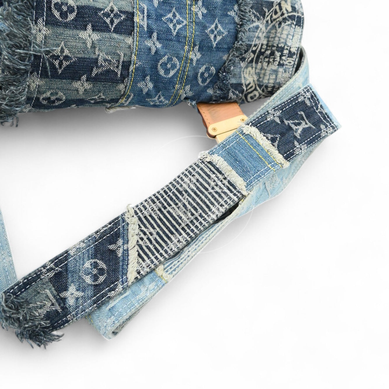 Louis Vuitton Posty Patchwork Shoulder Bag M95374 GHW Monogram Denim 2007