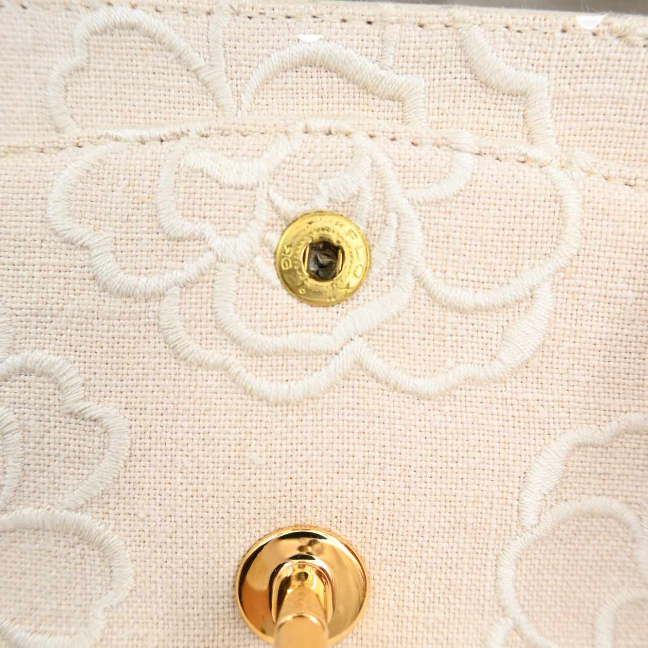 Chanel Vintage Camellia Embroidered Small Classic Flap Bag GHW Ivory Beige Series 5