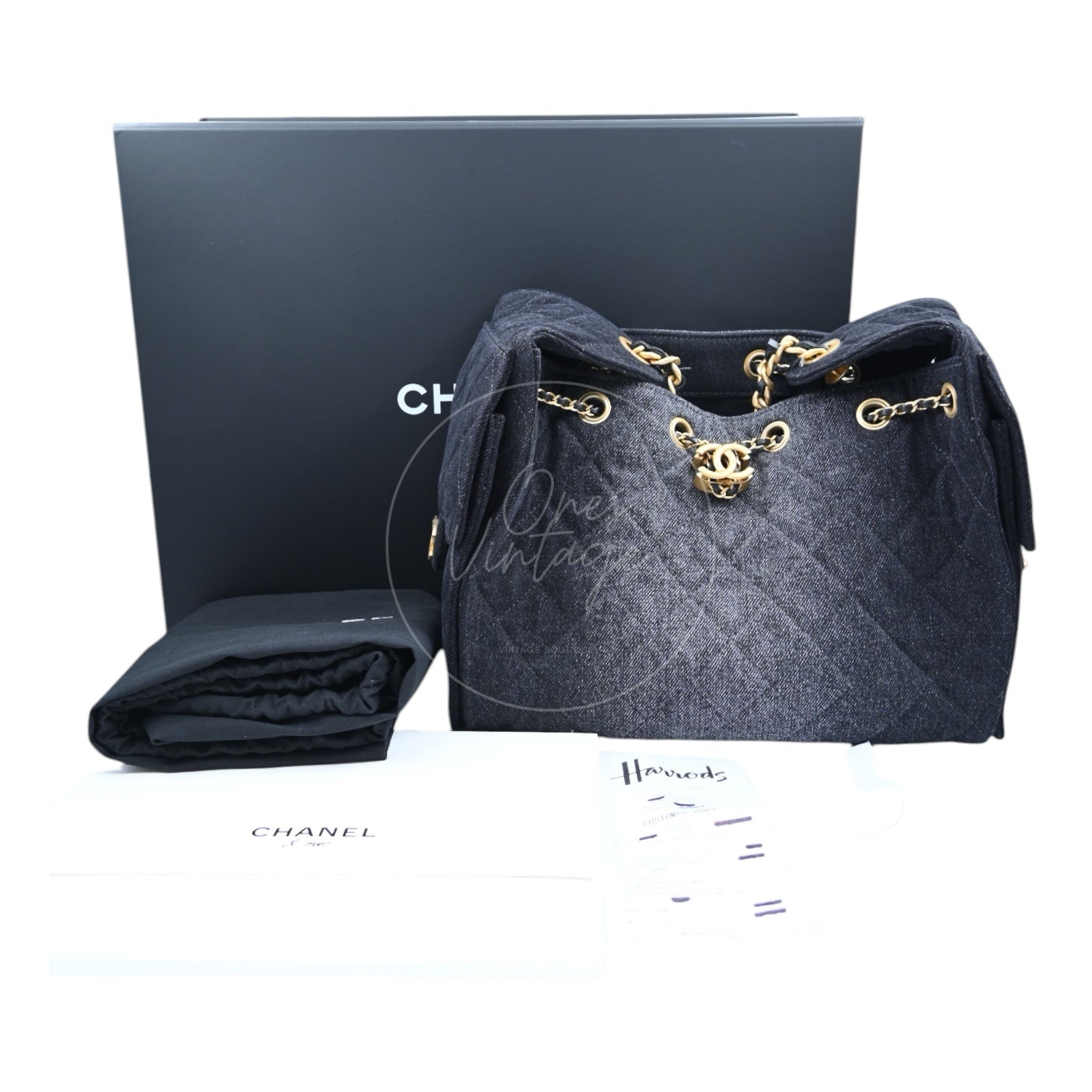 Chanel 25 Small Denim Dark Shoulder Bag GHW Black 2025