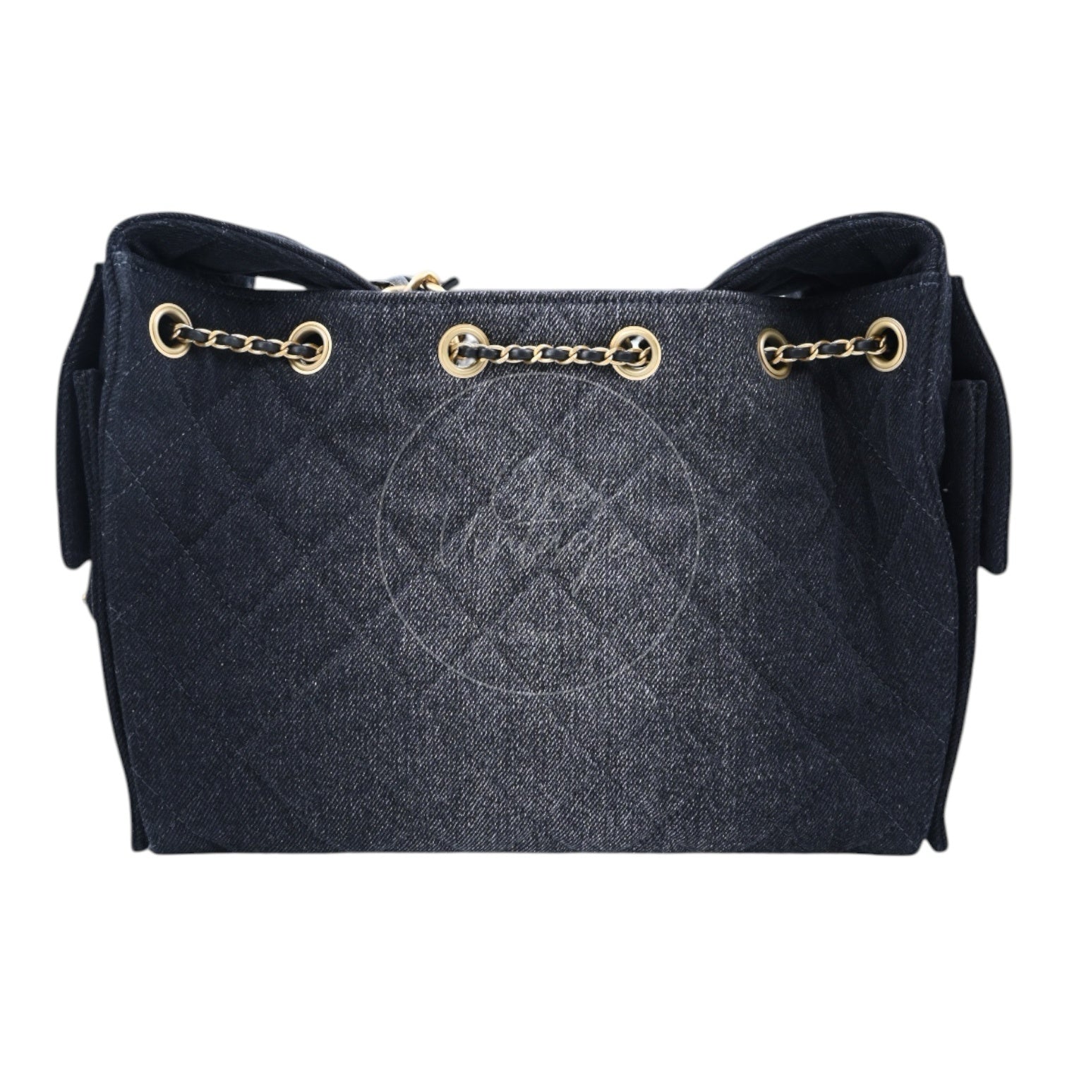 Chanel 25 Small Denim Dark Shoulder Bag GHW Black 2025