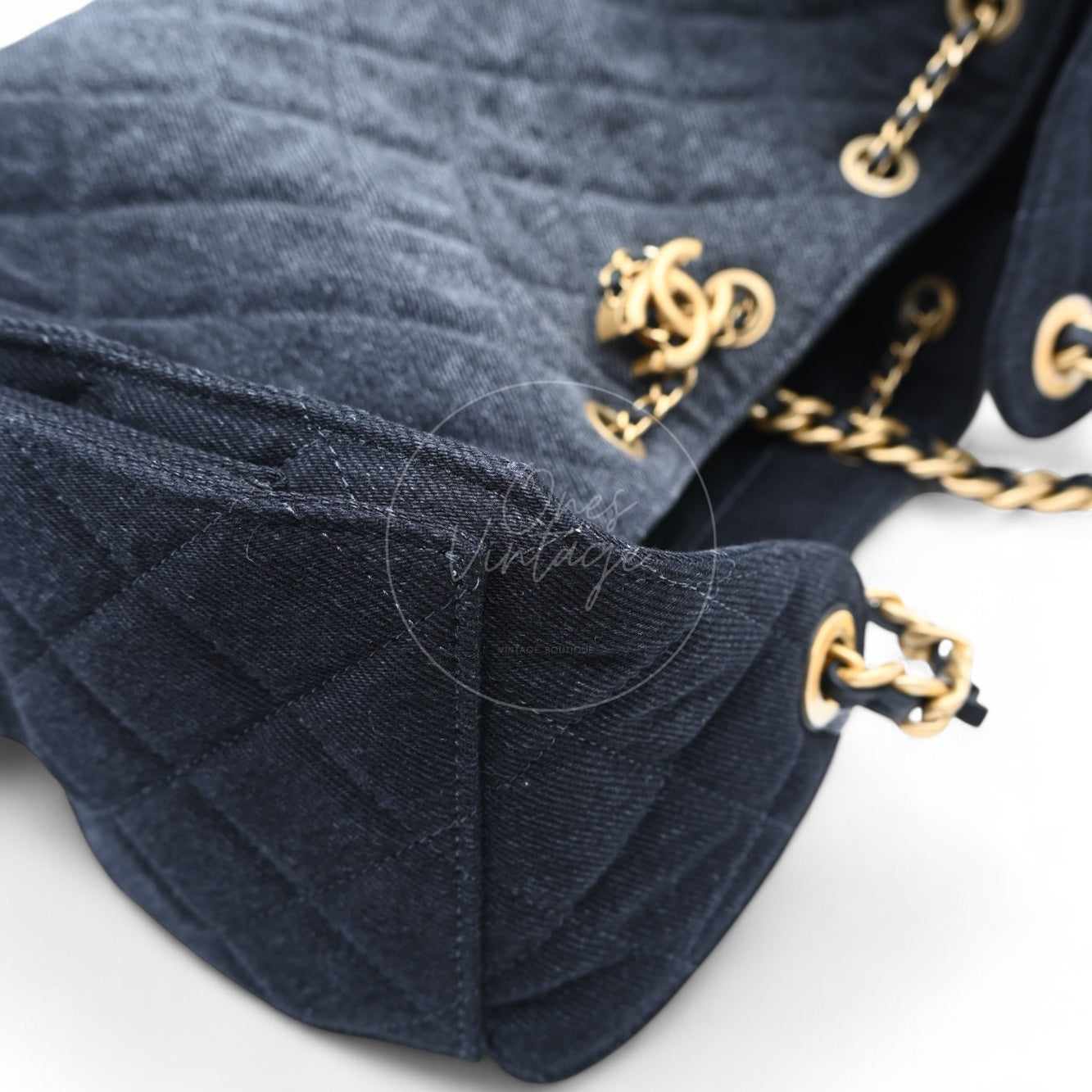 Chanel 25 Small Denim Dark Shoulder Bag GHW Black 2025