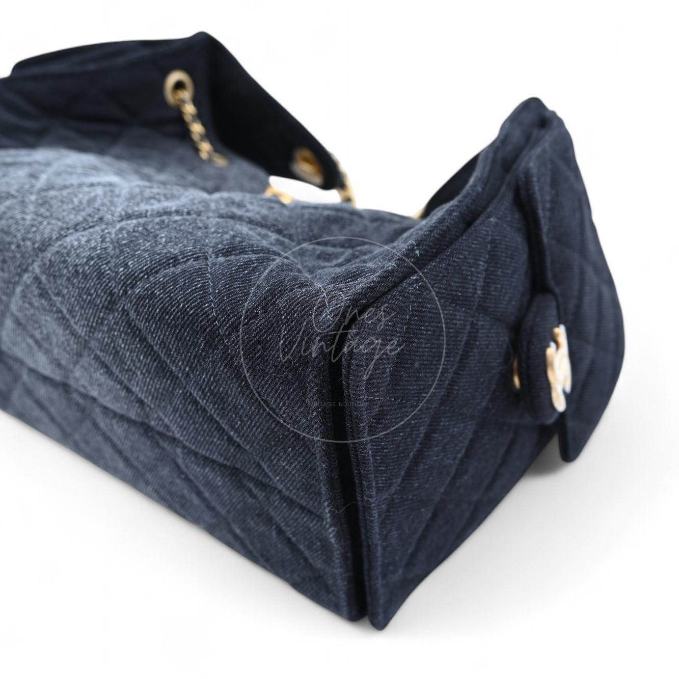 Chanel 25 Small Denim Dark Shoulder Bag GHW Black 2025