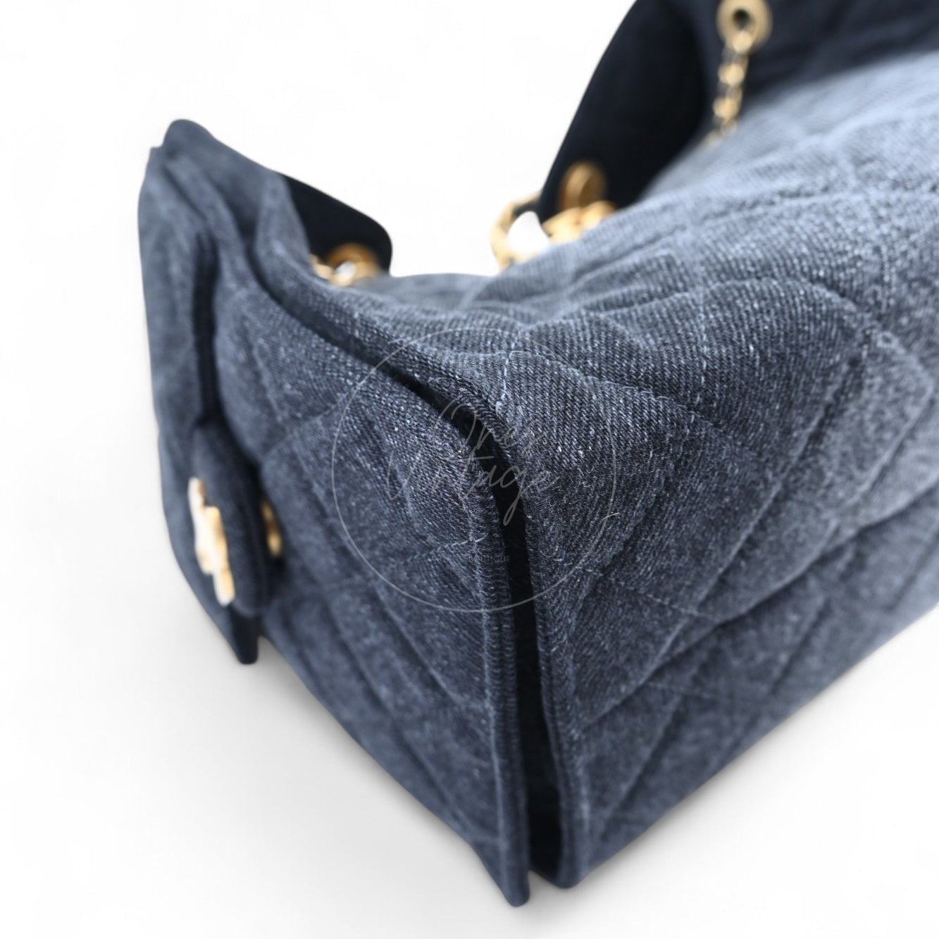 Chanel 25 Small Denim Dark Shoulder Bag GHW Black 2025