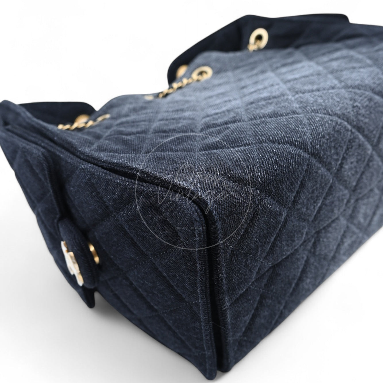 Chanel 25 Small Denim Dark Shoulder Bag GHW Black 2025