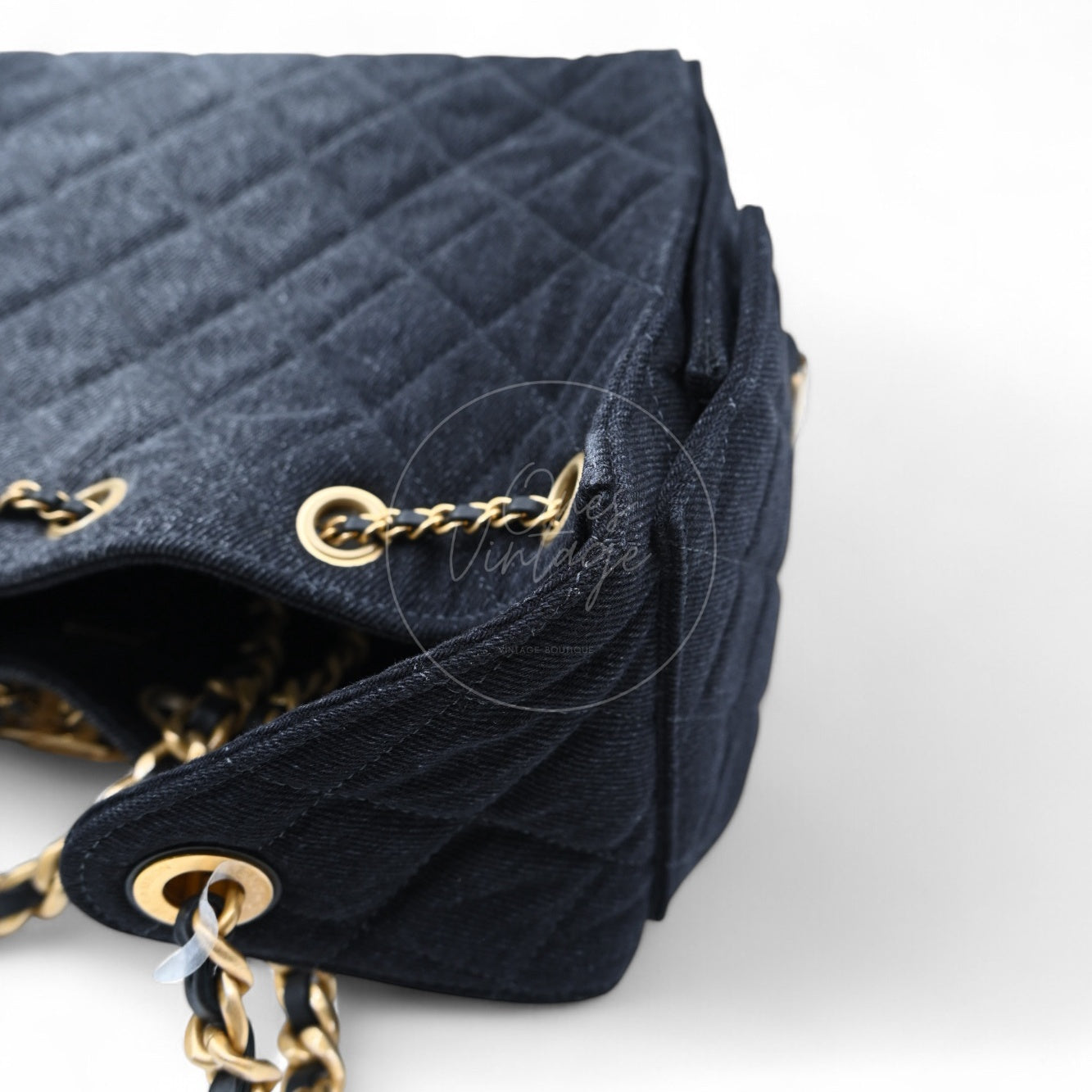 Chanel 25 Small Denim Dark Shoulder Bag GHW Black 2025