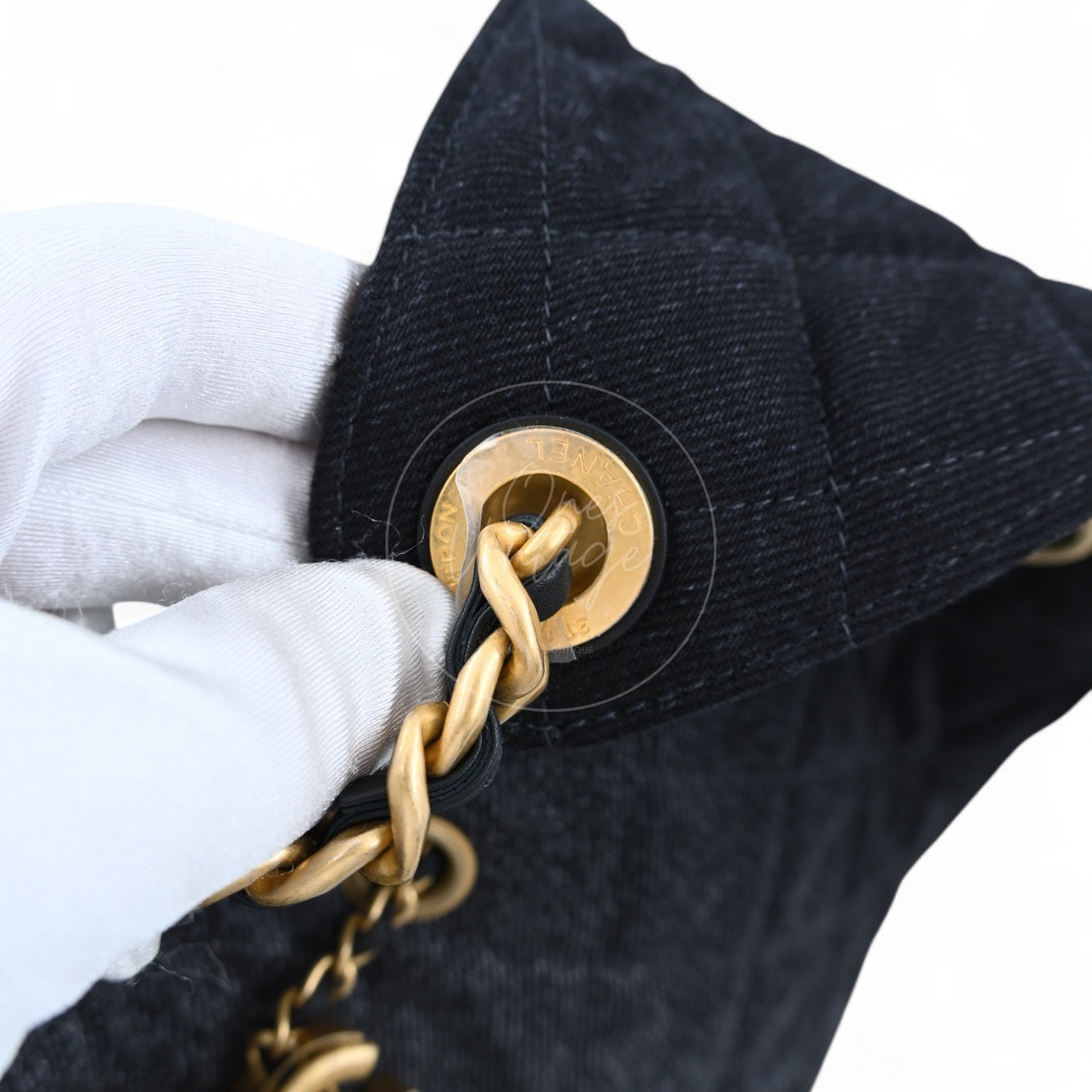 Chanel 25 Small Denim Dark Shoulder Bag GHW Black 2025