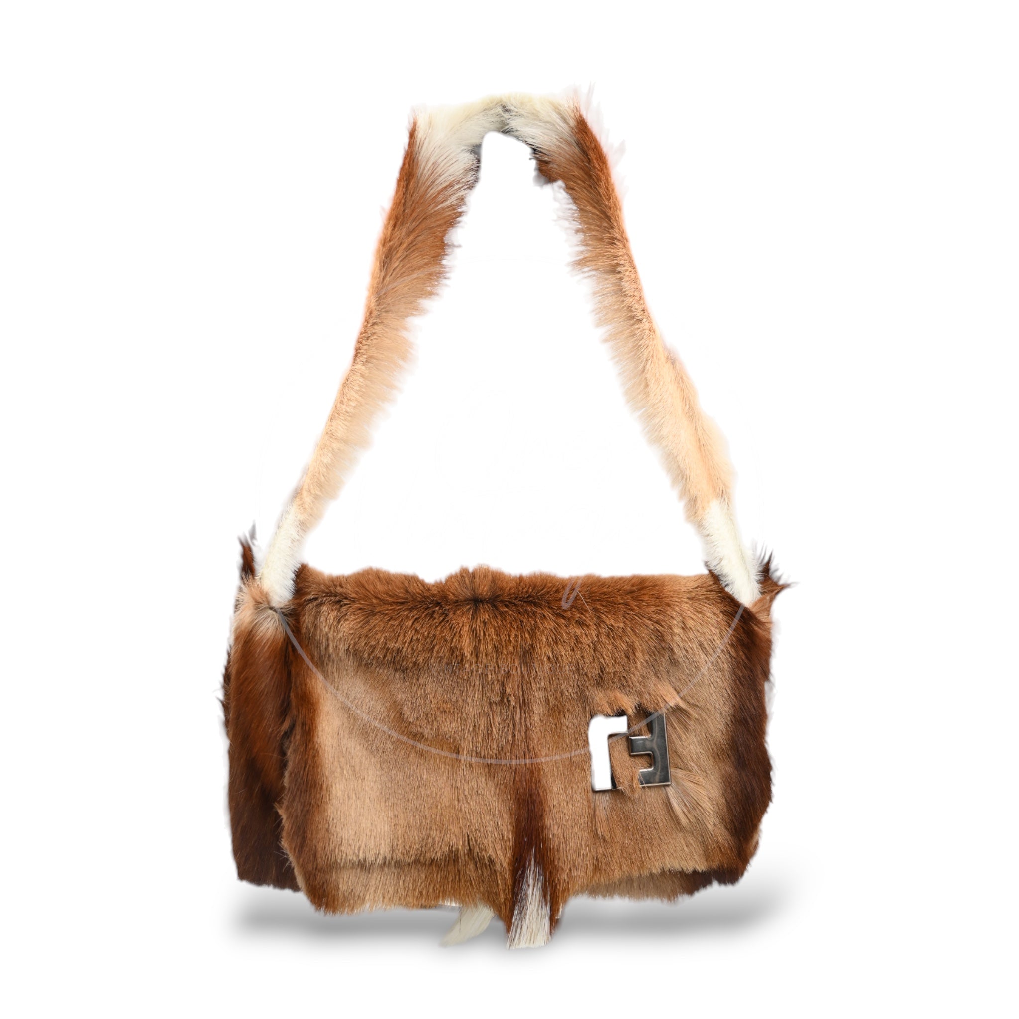 Fendi Mamma Baguette in Fur PHW Brown