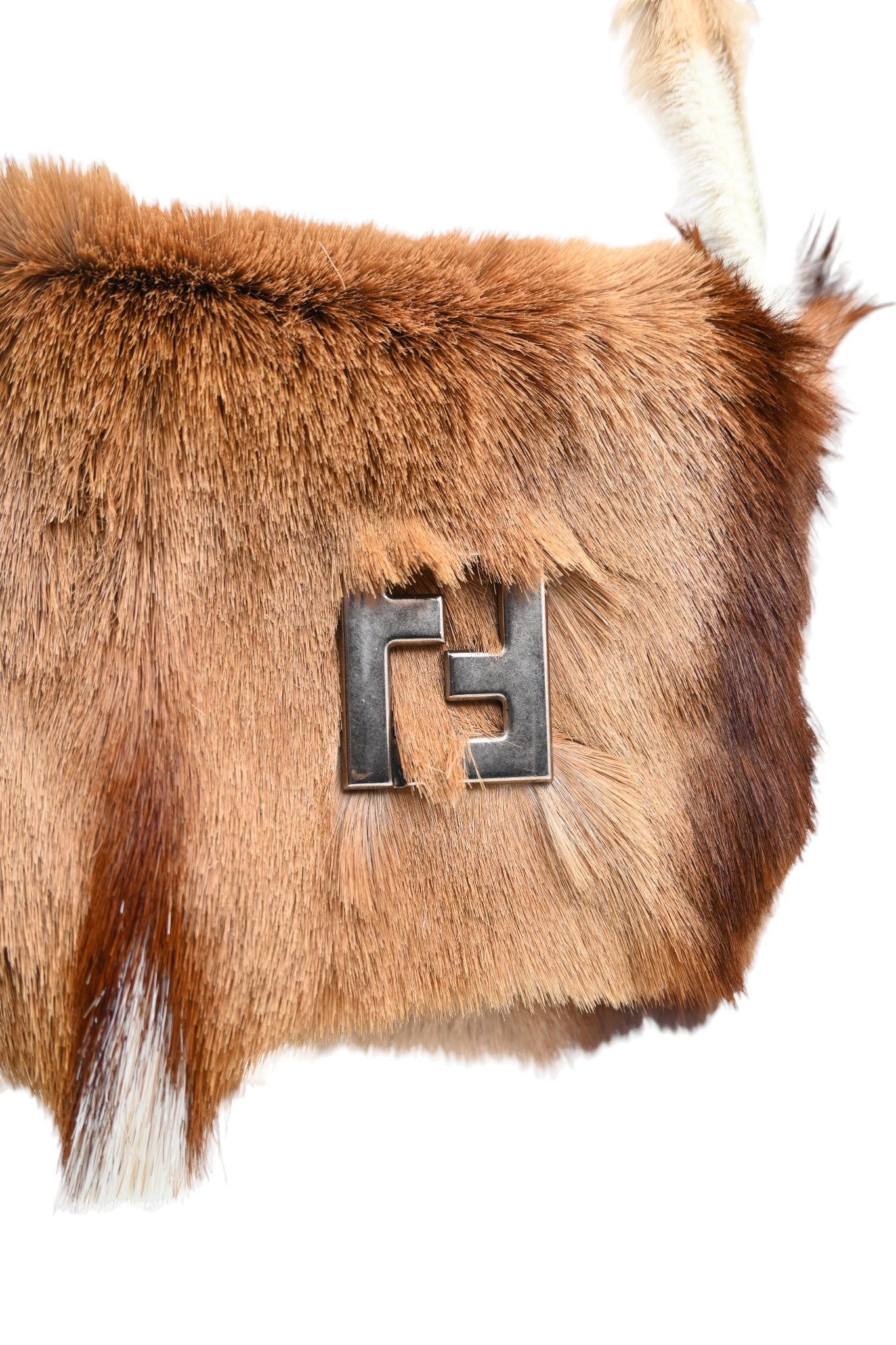 Fendi Mamma Baguette in Fur PHW Brown