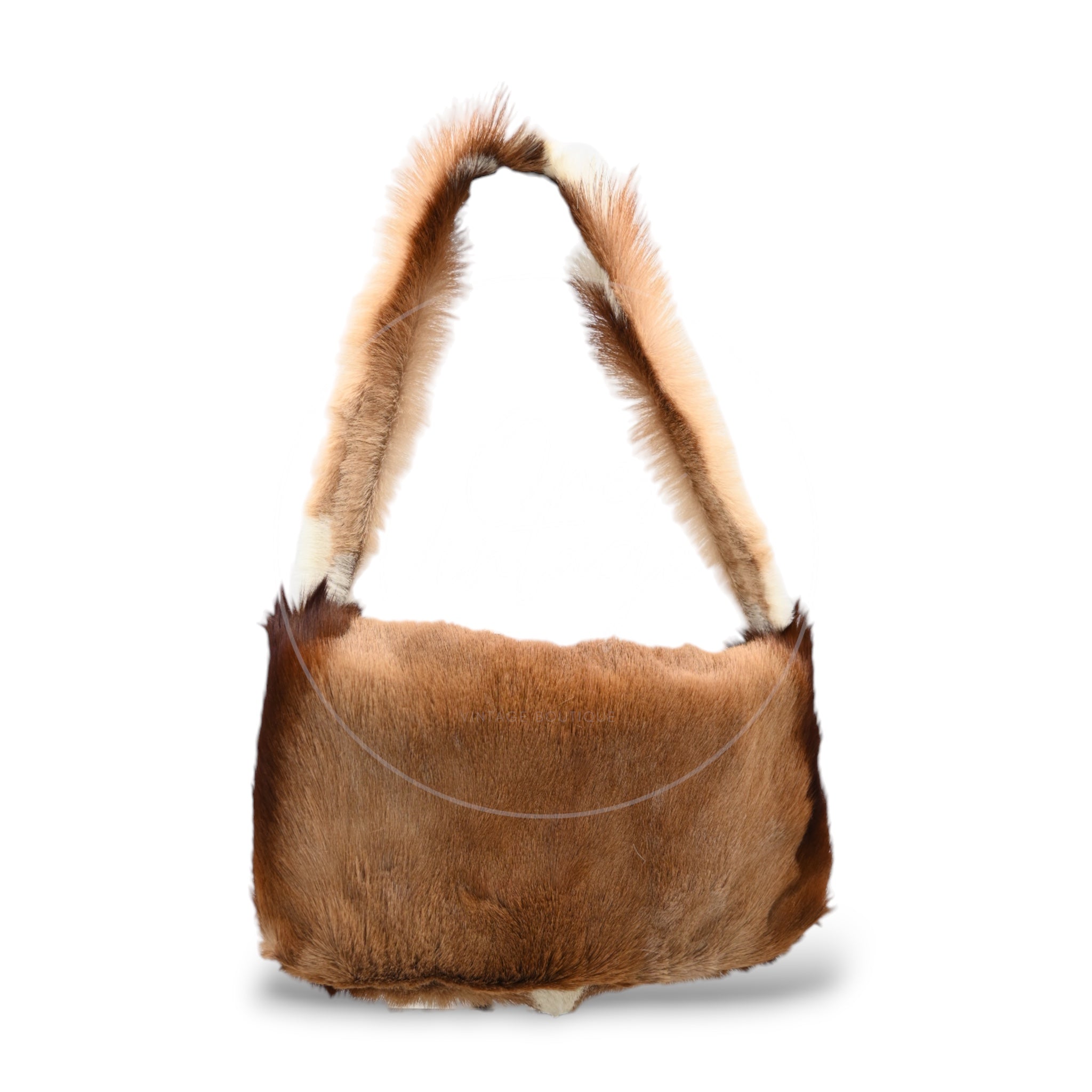 Fendi Mamma Baguette in Fur PHW Brown