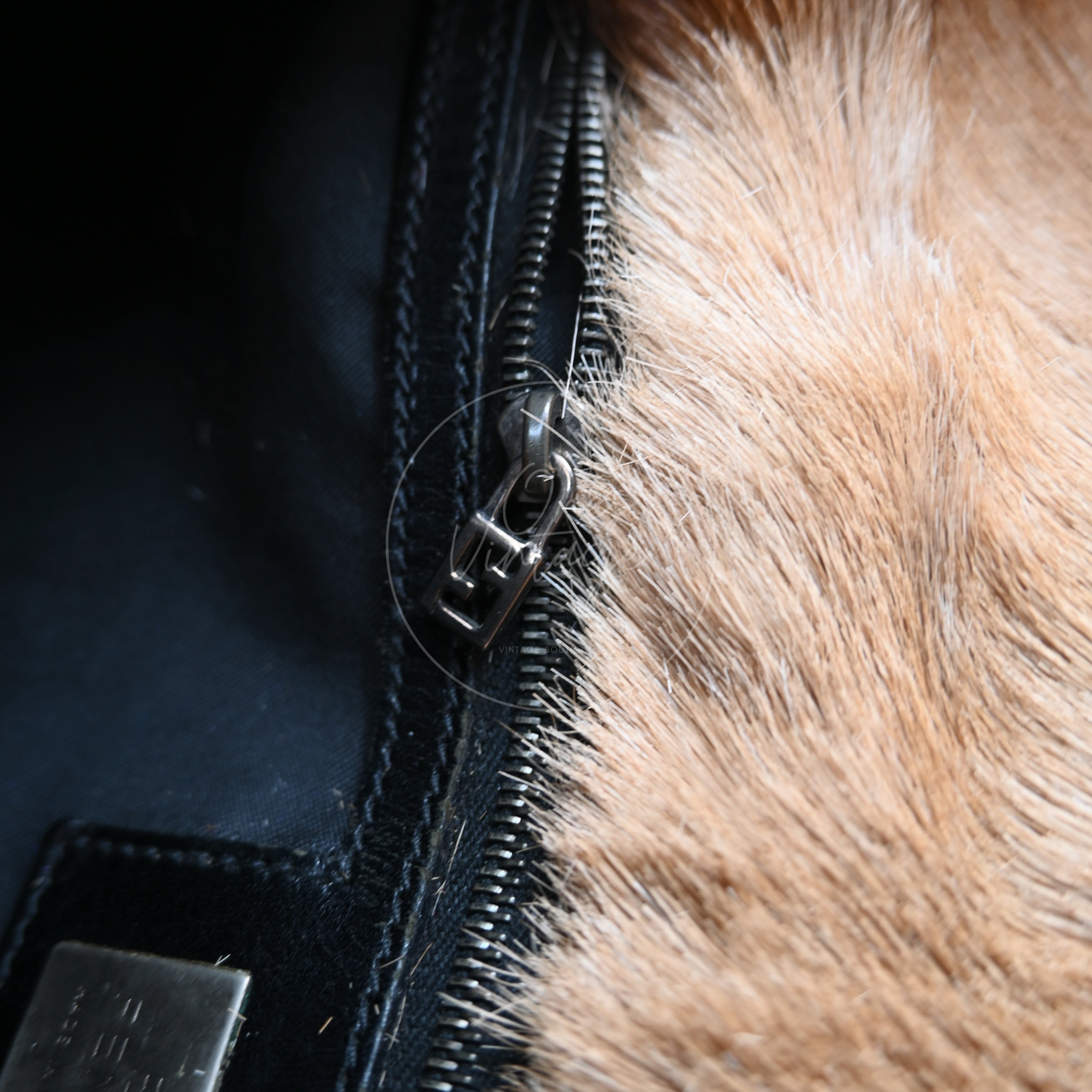 Fendi Mamma Baguette in Fur PHW Brown