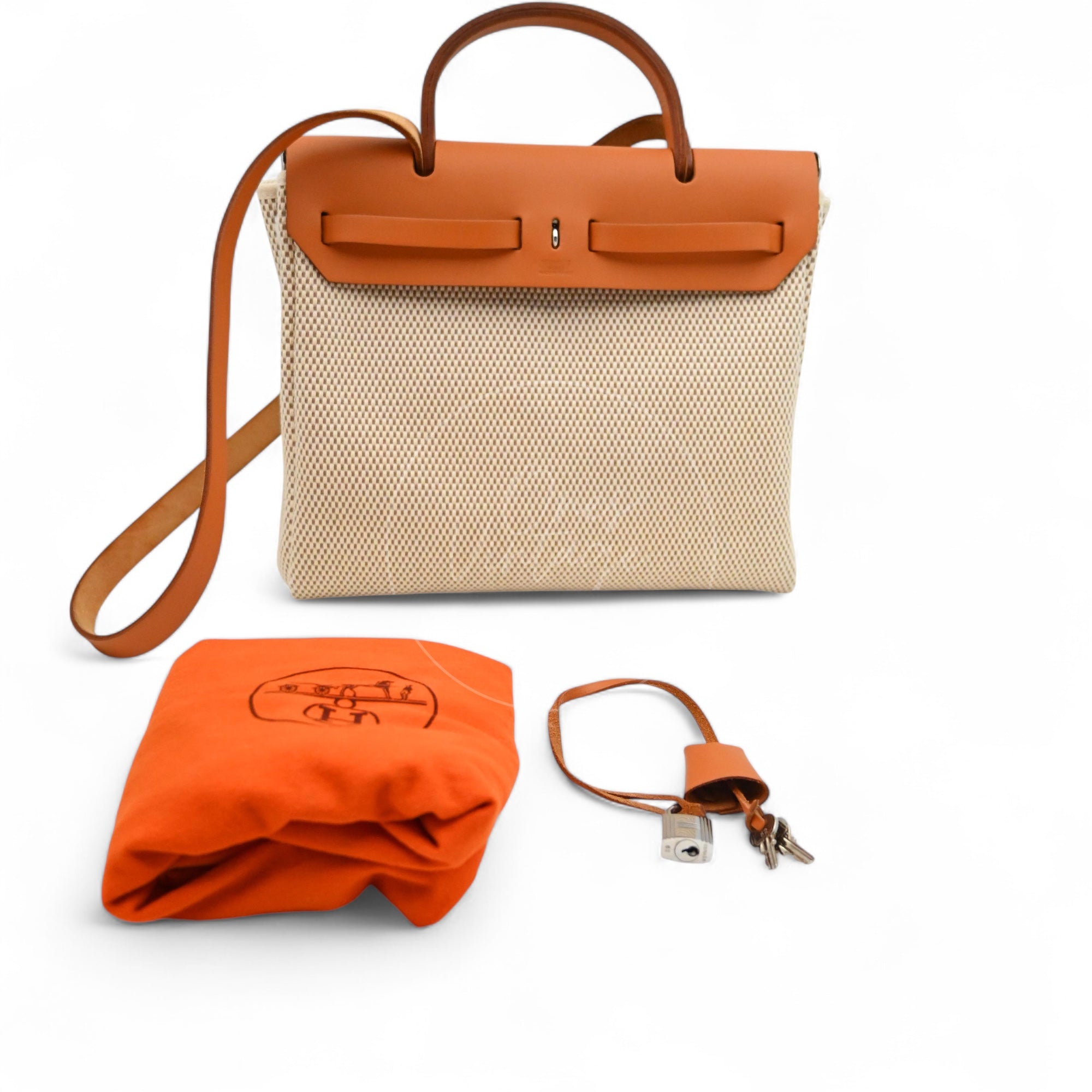 Hermes Herbag Zip 31 Vache Hunter/ Criss Viking PHW Beige Natural Square G