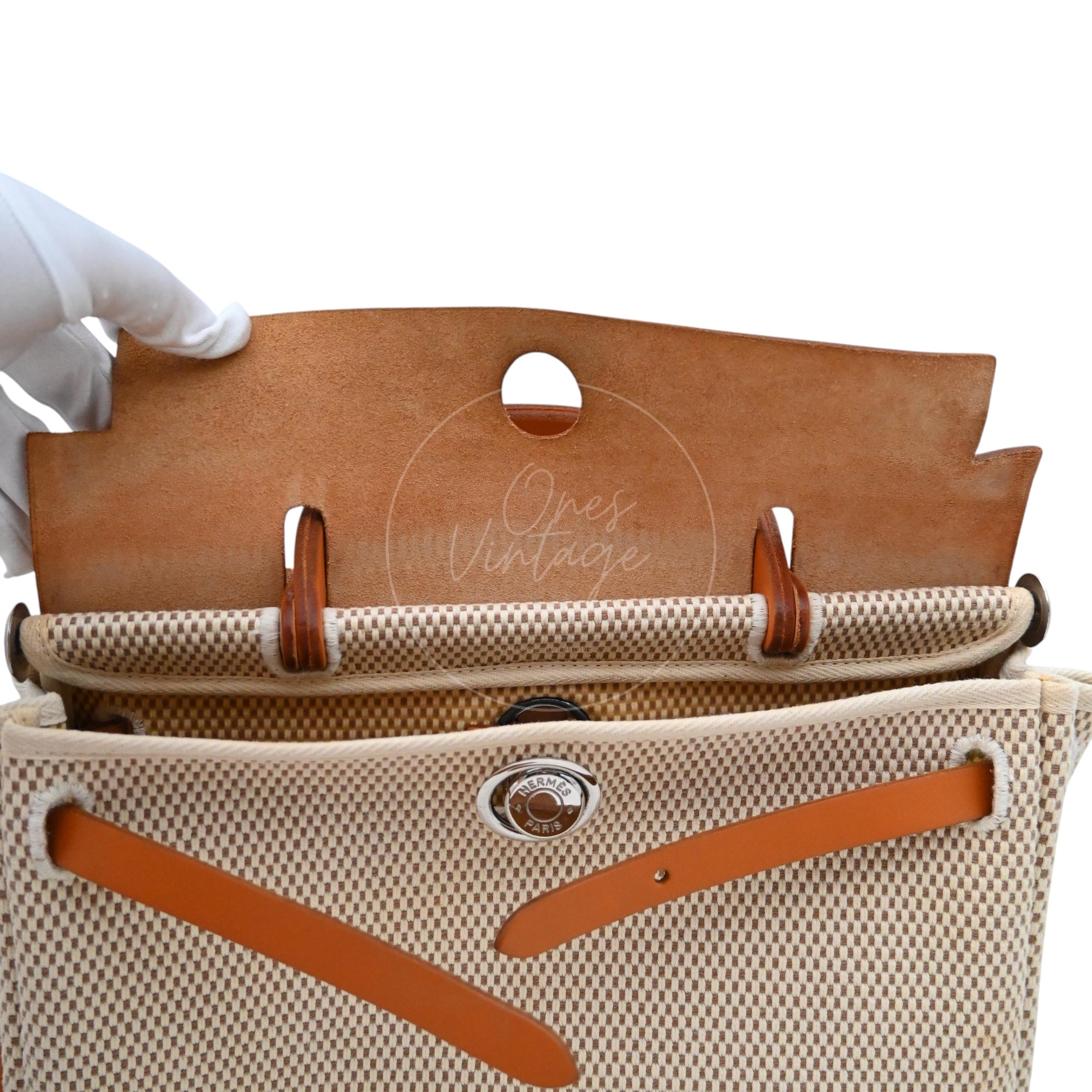 Hermes Herbag Zip 31 Vache Hunter/ Criss Viking PHW Beige Natural Square G