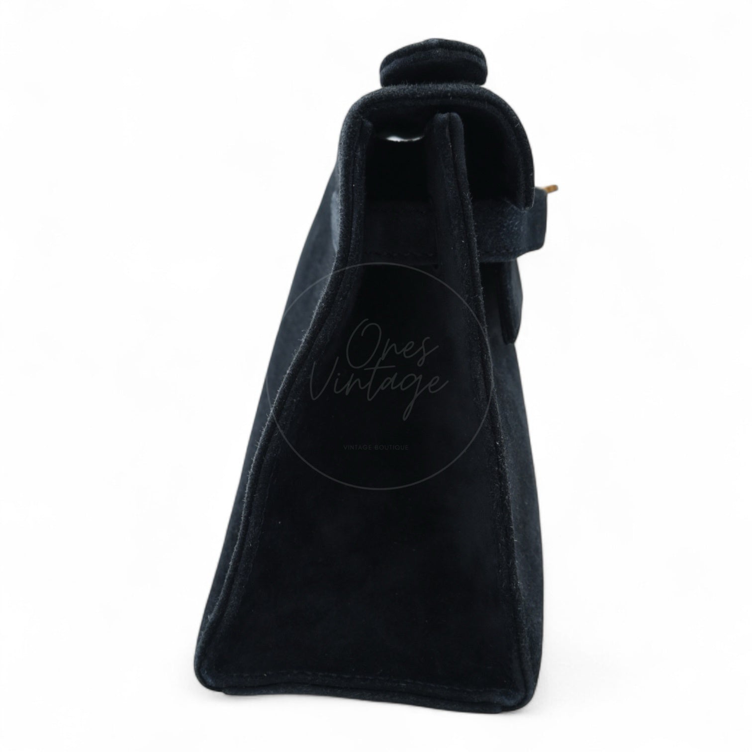 Hermes Kelly Pochette Suede GHW Black Square I