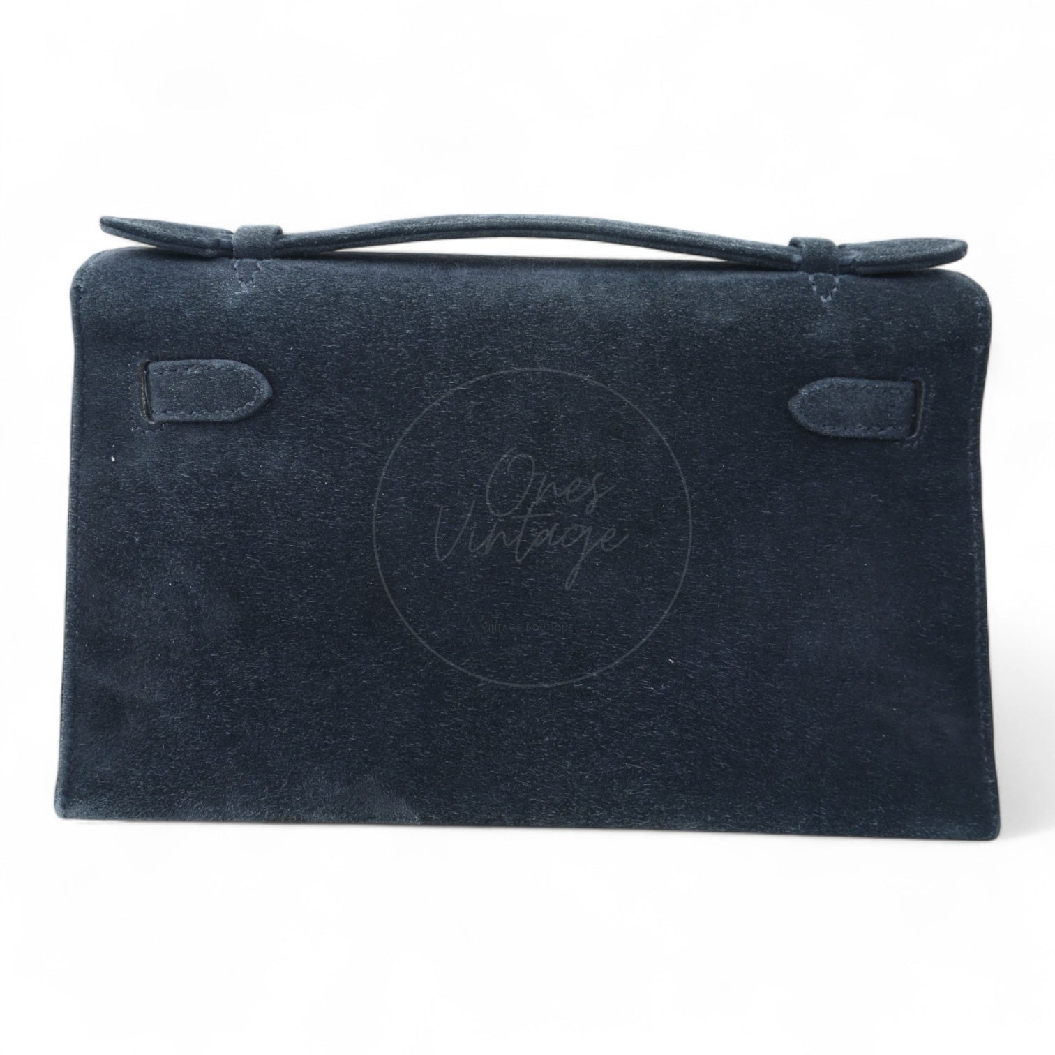 Hermes Kelly Pochette Suede GHW Black Square I