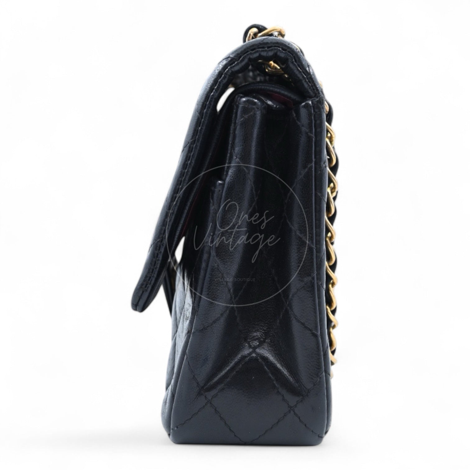 Chanel 2.55 Lambskin Double Flap Bag GHW Black