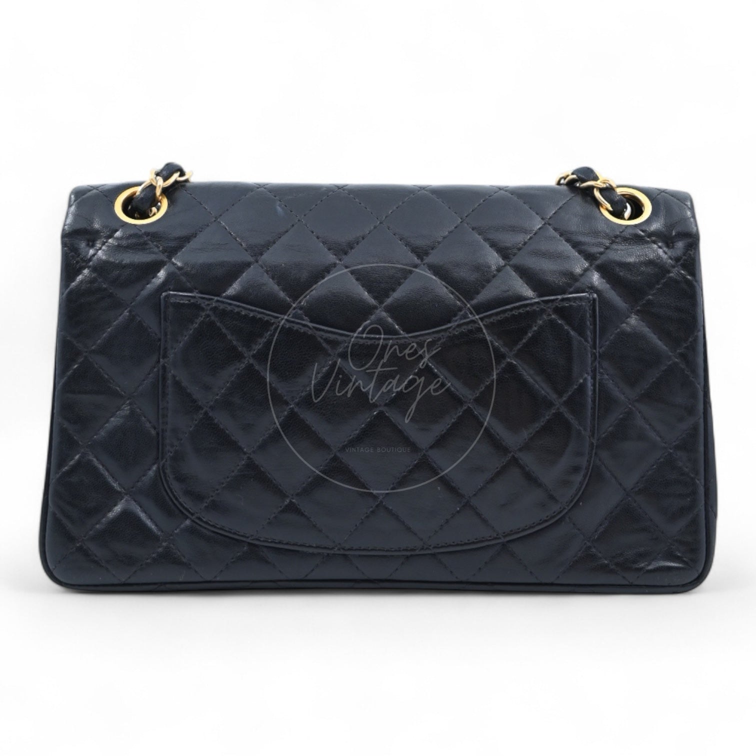 Chanel 2.55 Lambskin Double Flap Bag GHW Black