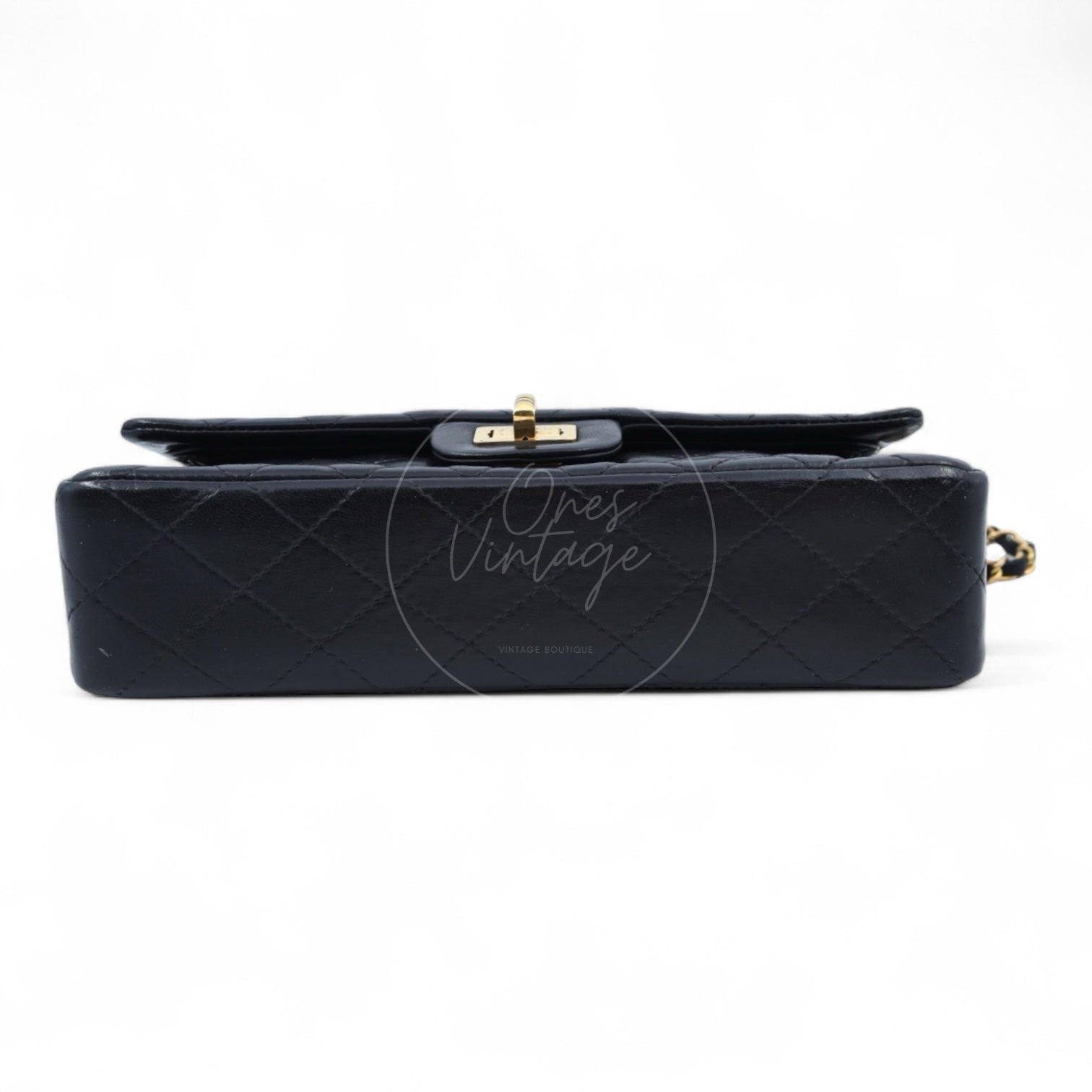 Chanel 2.55 Lambskin Double Flap Bag GHW Black