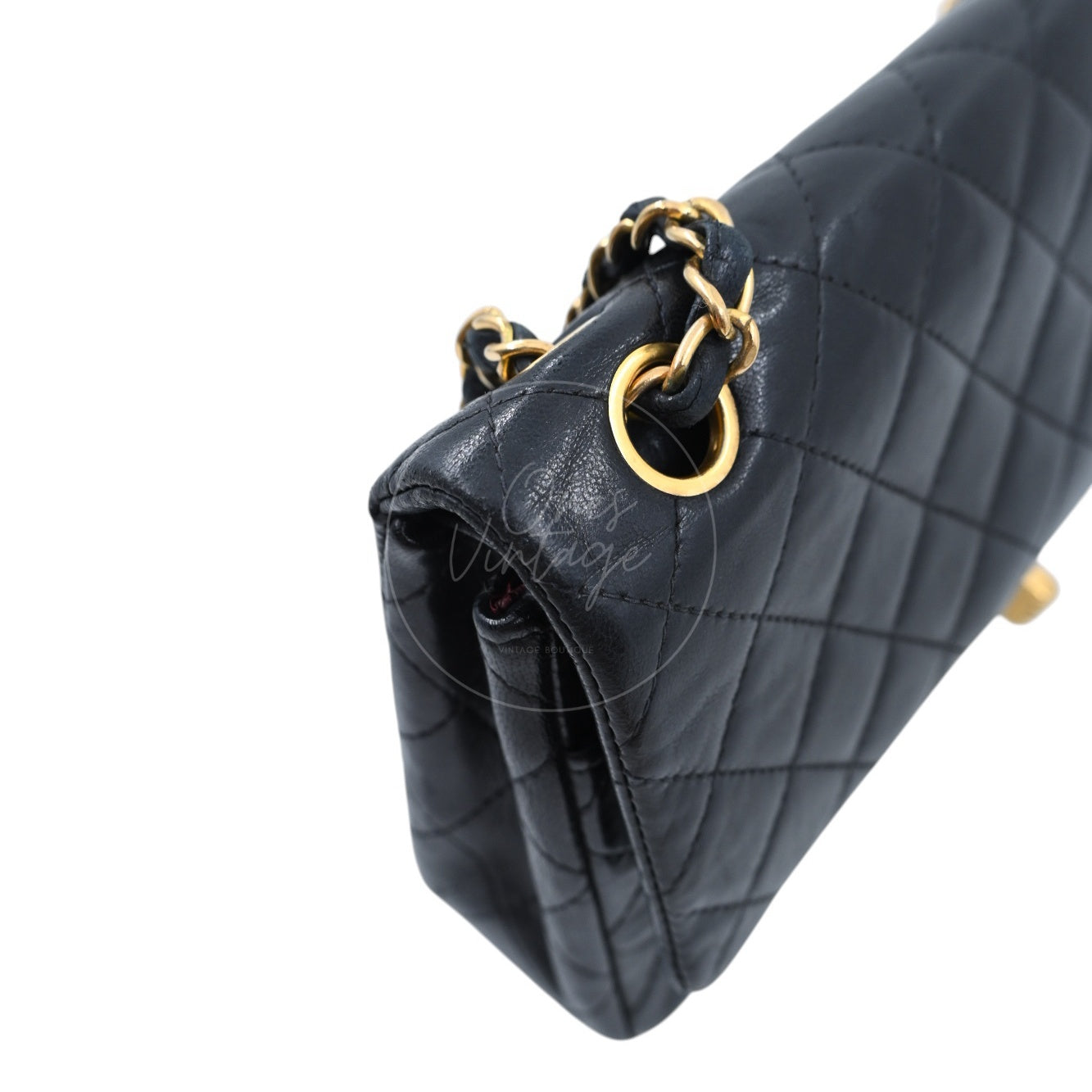 Chanel 2.55 Lambskin Double Flap Bag GHW Black