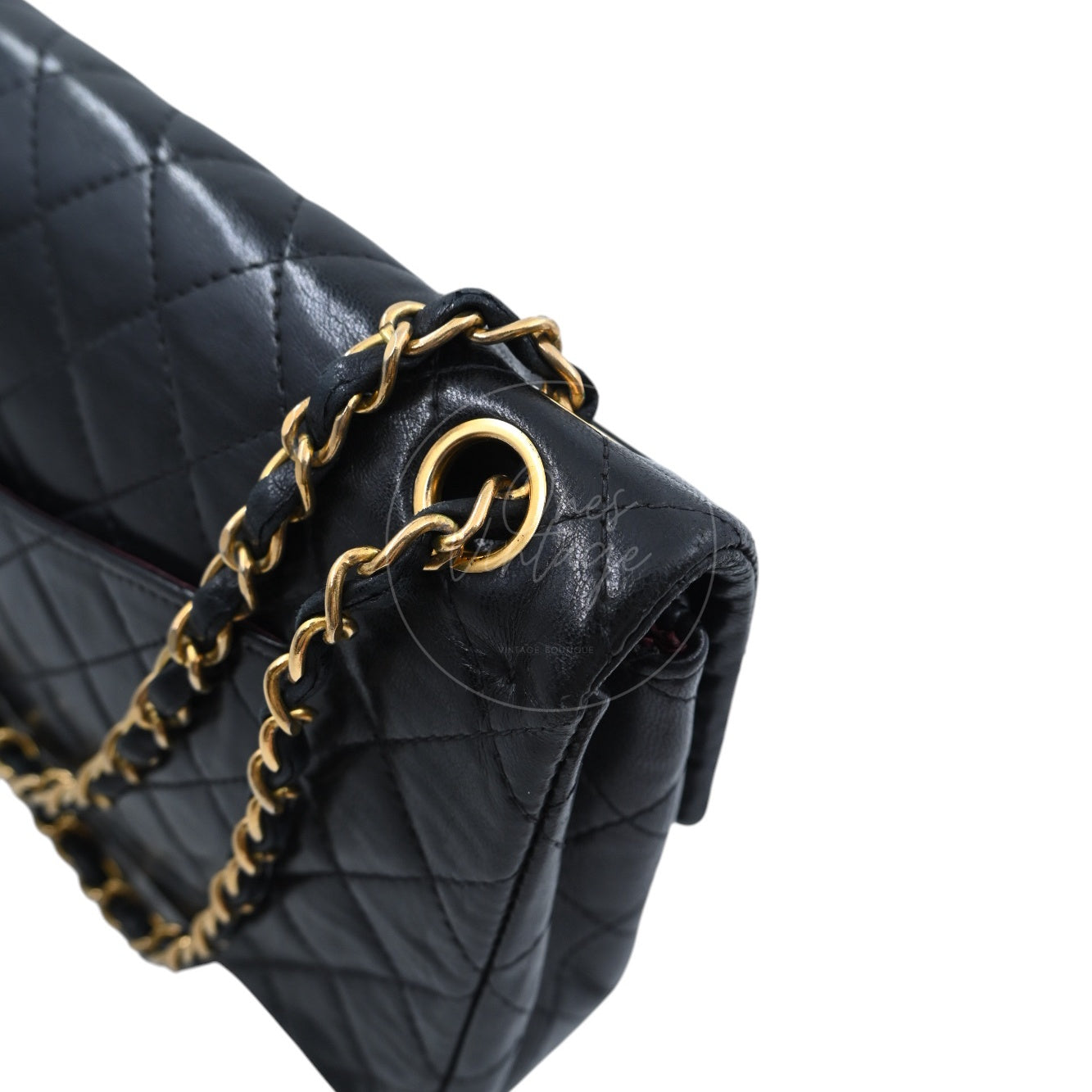 Chanel 2.55 Lambskin Double Flap Bag GHW Black