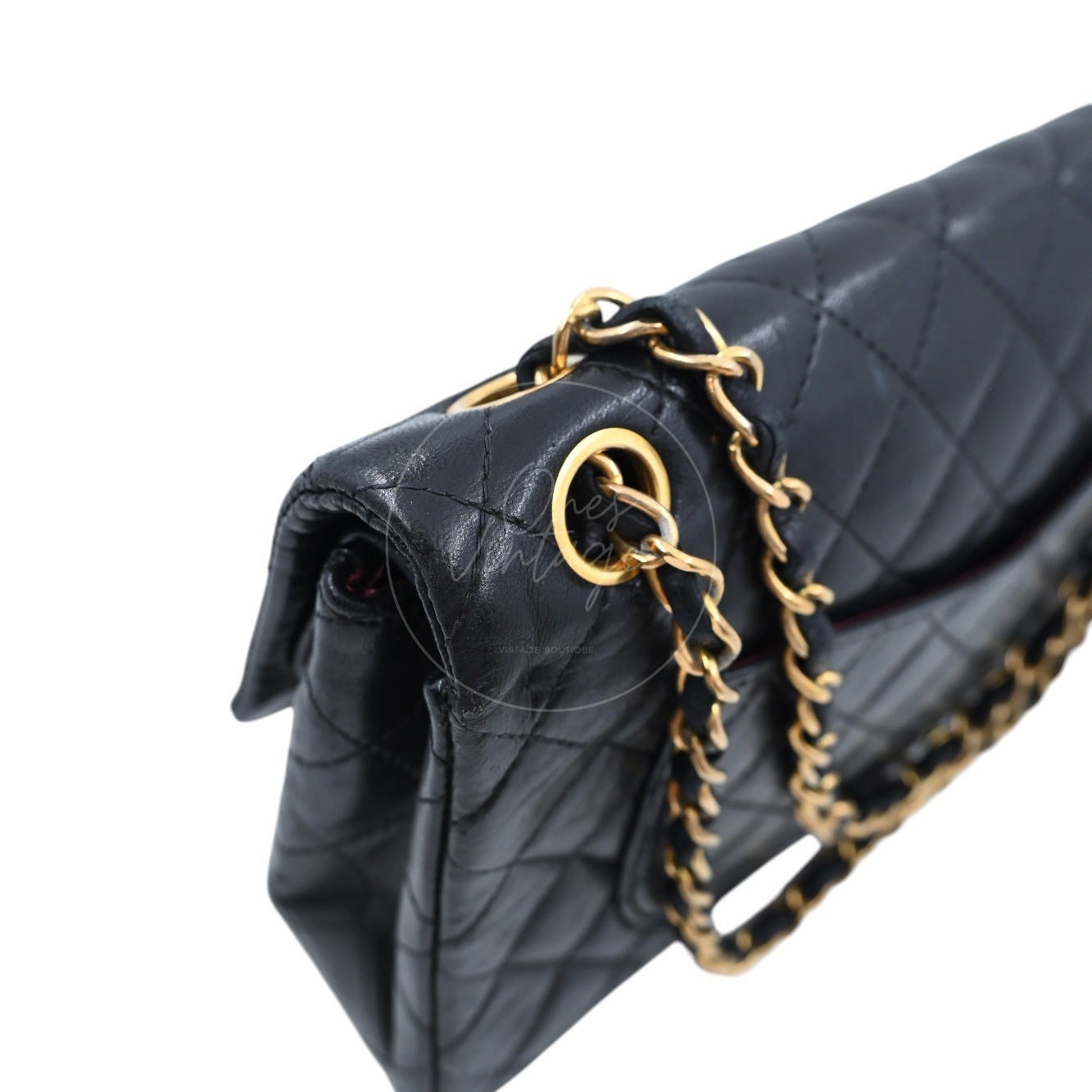 Chanel 2.55 Lambskin Double Flap Bag GHW Black