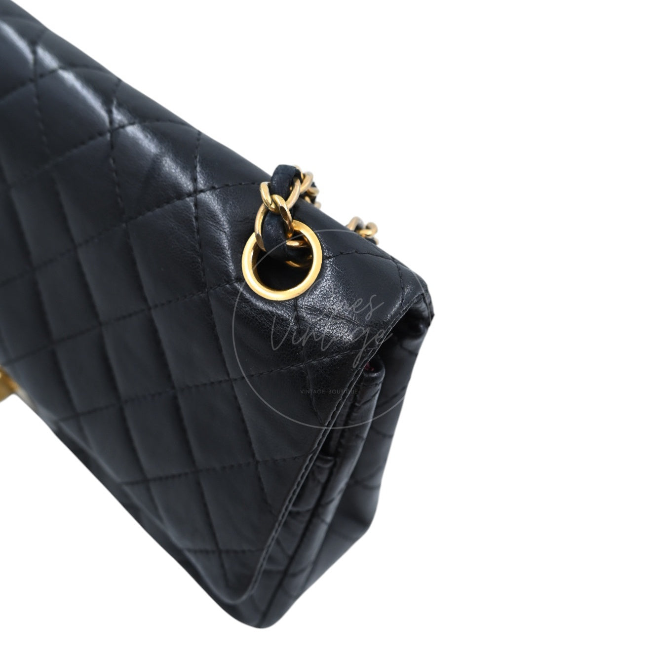 Chanel 2.55 Lambskin Double Flap Bag GHW Black