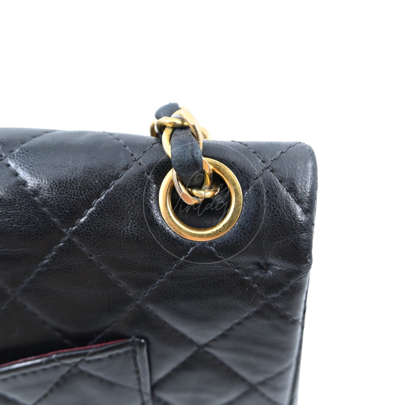 Chanel 2.55 Lambskin Double Flap Bag GHW Black