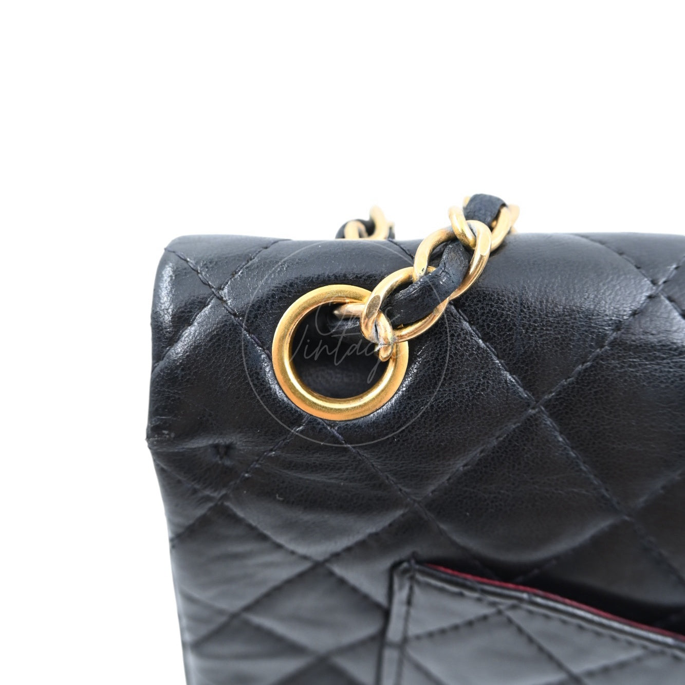 Chanel 2.55 Lambskin Double Flap Bag GHW Black