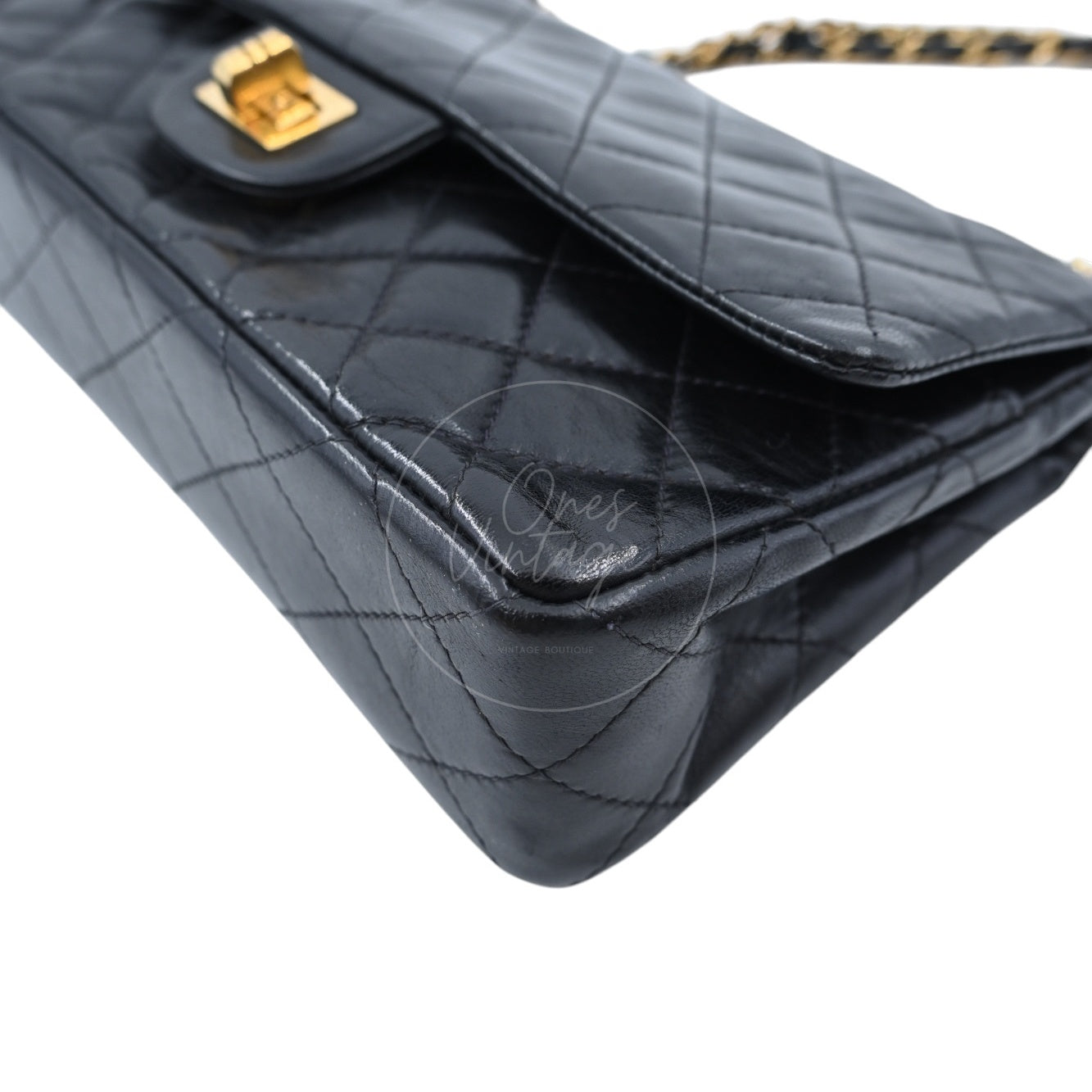 Chanel 2.55 Lambskin Double Flap Bag GHW Black
