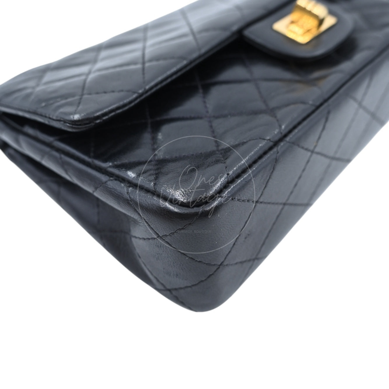 Chanel 2.55 Lambskin Double Flap Bag GHW Black