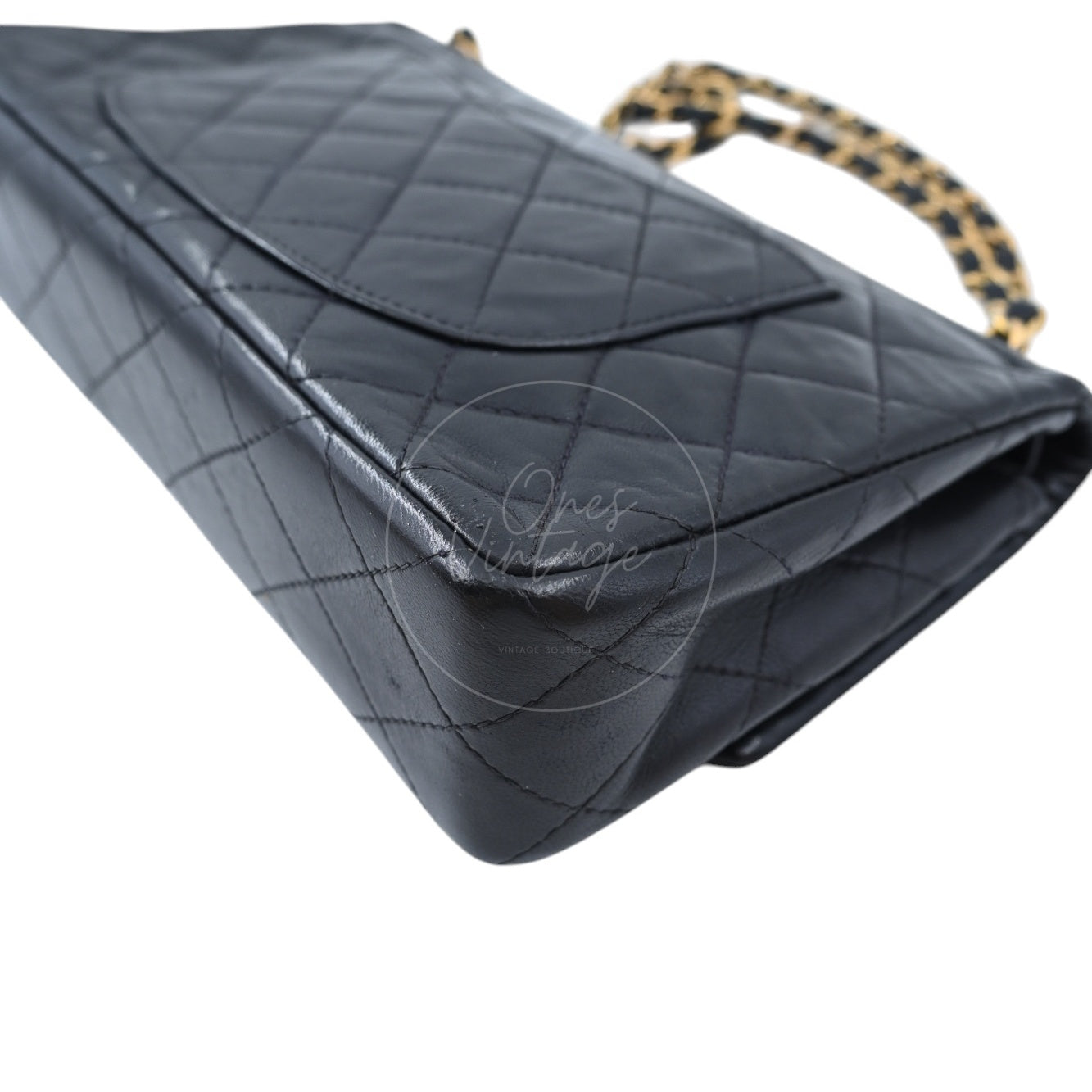 Chanel 2.55 Lambskin Double Flap Bag GHW Black