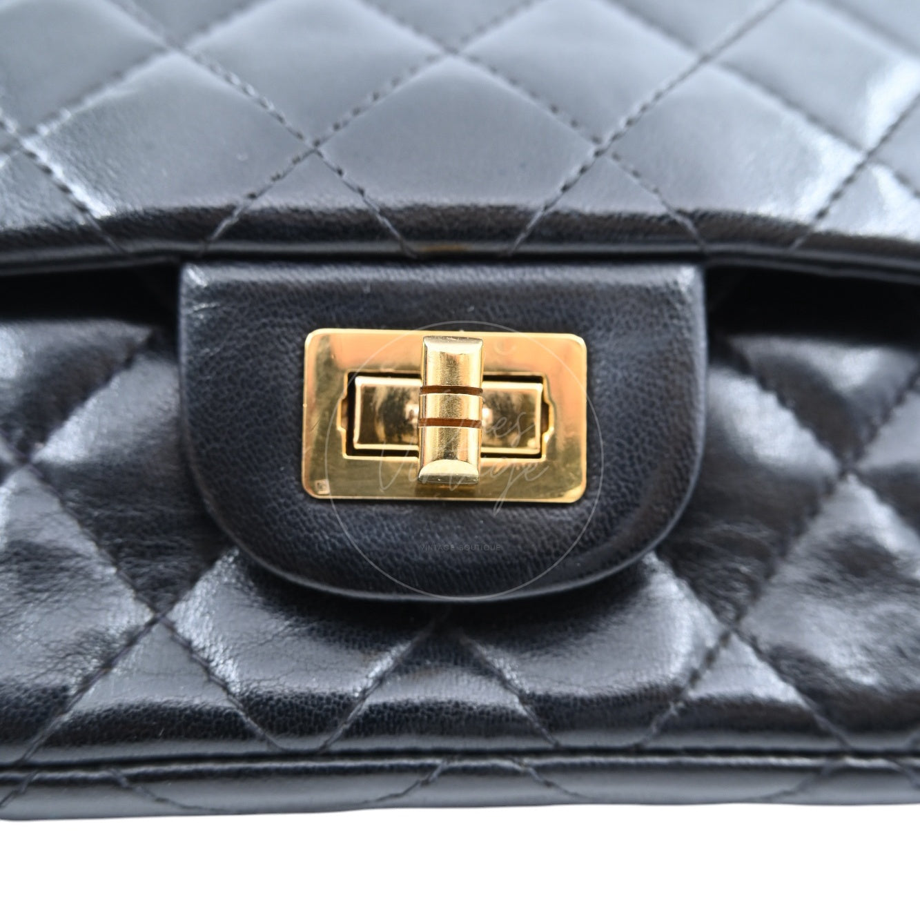Chanel 2.55 Lambskin Double Flap Bag GHW Black