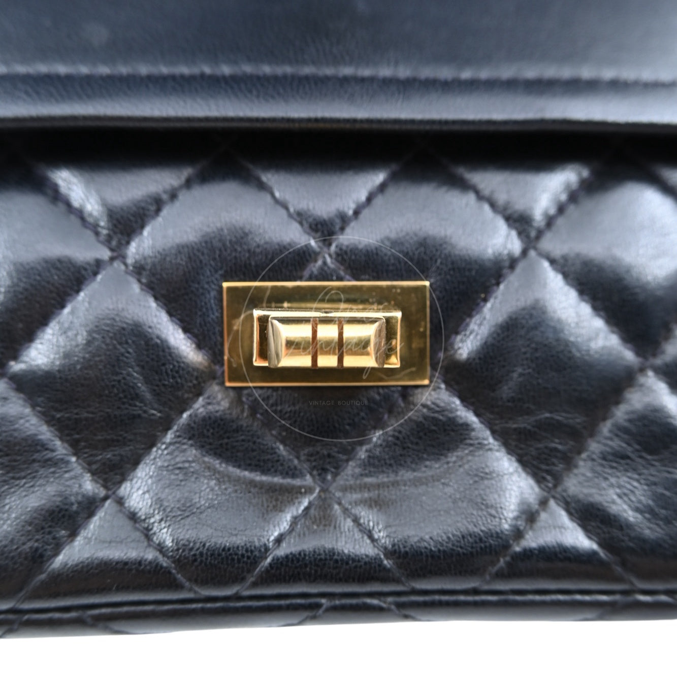 Chanel 2.55 Lambskin Double Flap Bag GHW Black