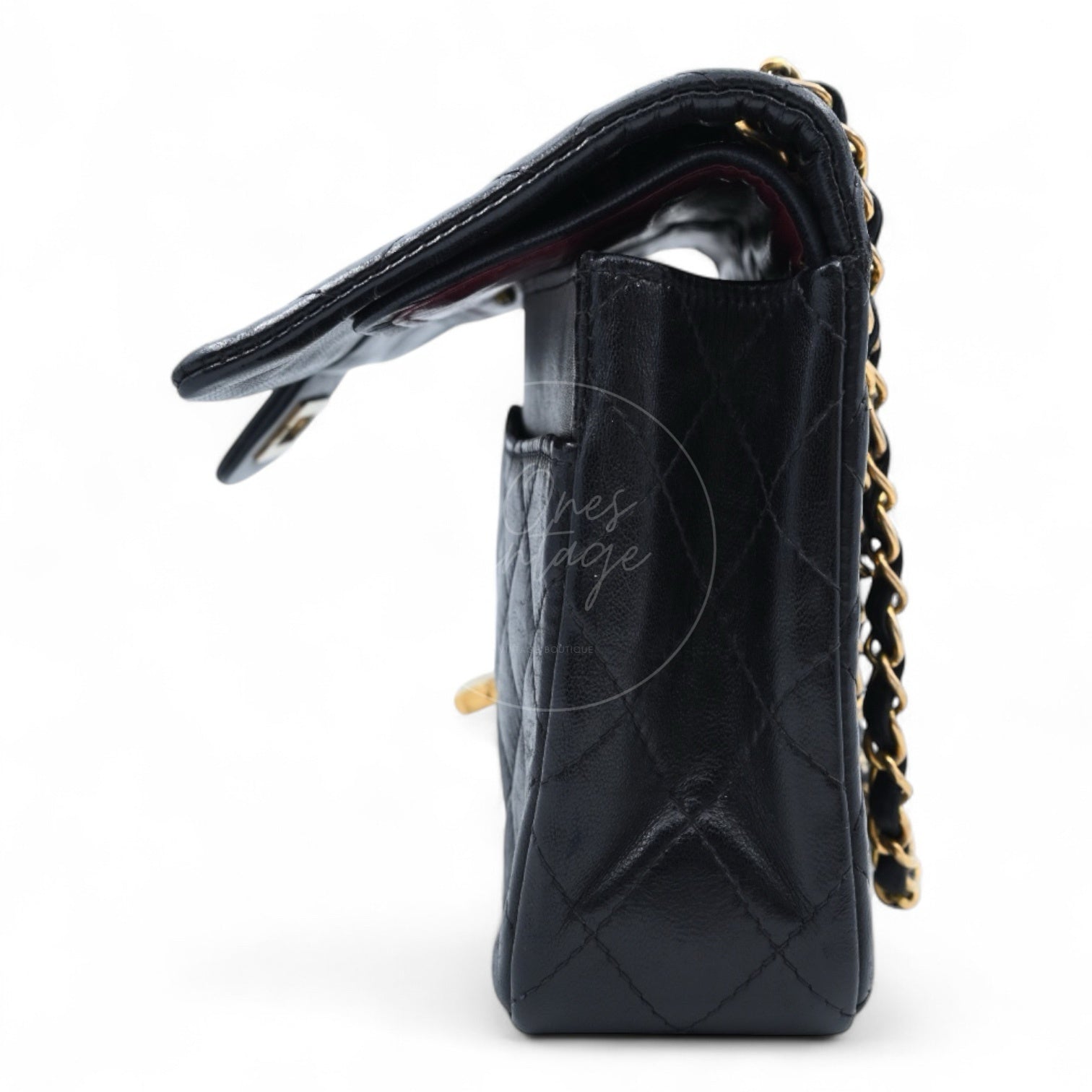 Chanel 2.55 Lambskin Double Flap Bag GHW Black