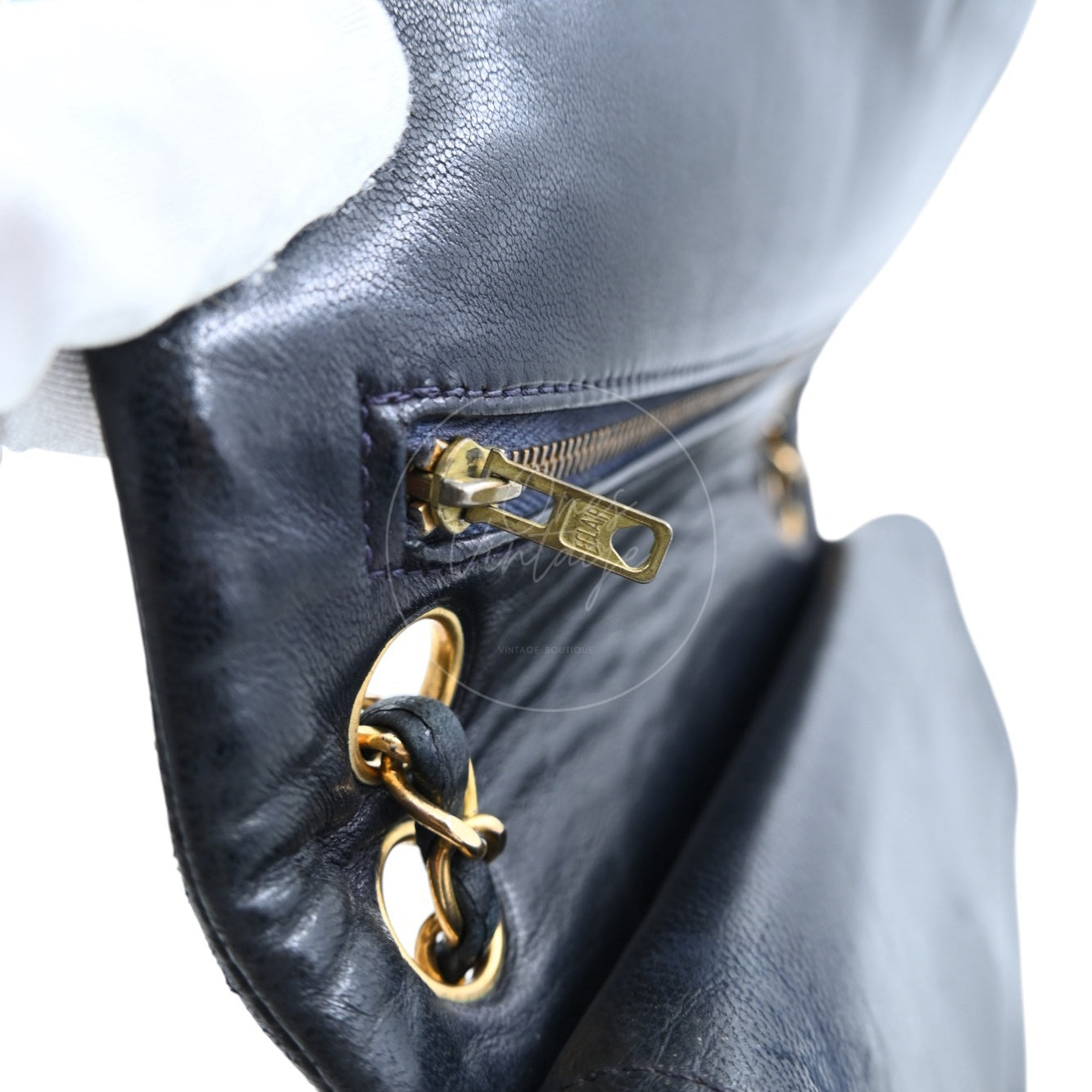 Chanel 2.55 Lambskin Double Flap Bag GHW Black