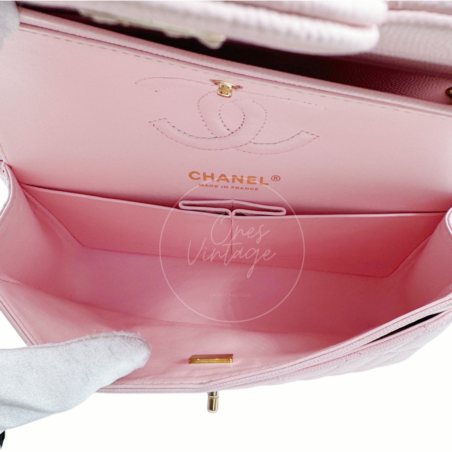 Chanel Caviar 22A Small Classic Double Flap Bag 23 GHW Pink 2022