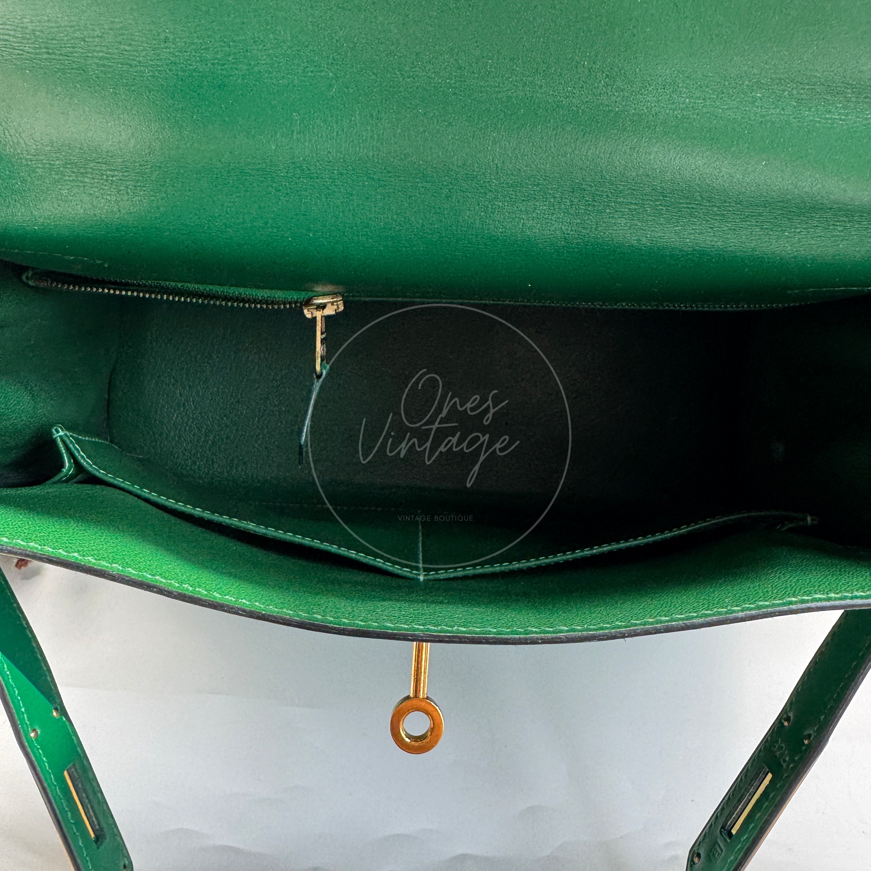 Hermes Kelly 28 Box GHW Dark Green Square B