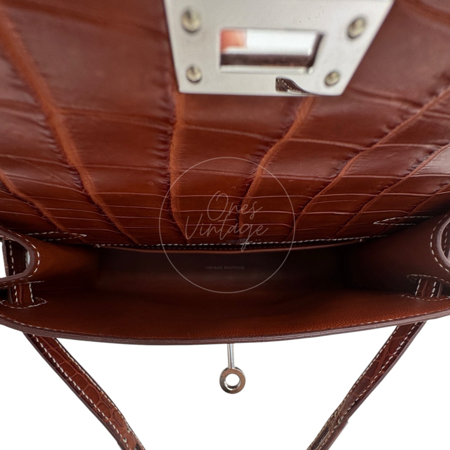 Hermes Mini Kelly Pochette Crocody Niloticus Gold Matte PHW Brown Square J