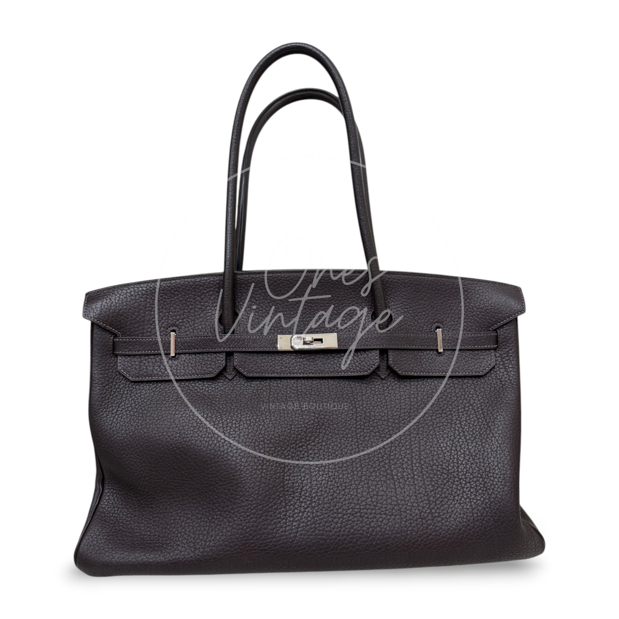 Hermes Birkin 45 Long PHW Chocolate Square D